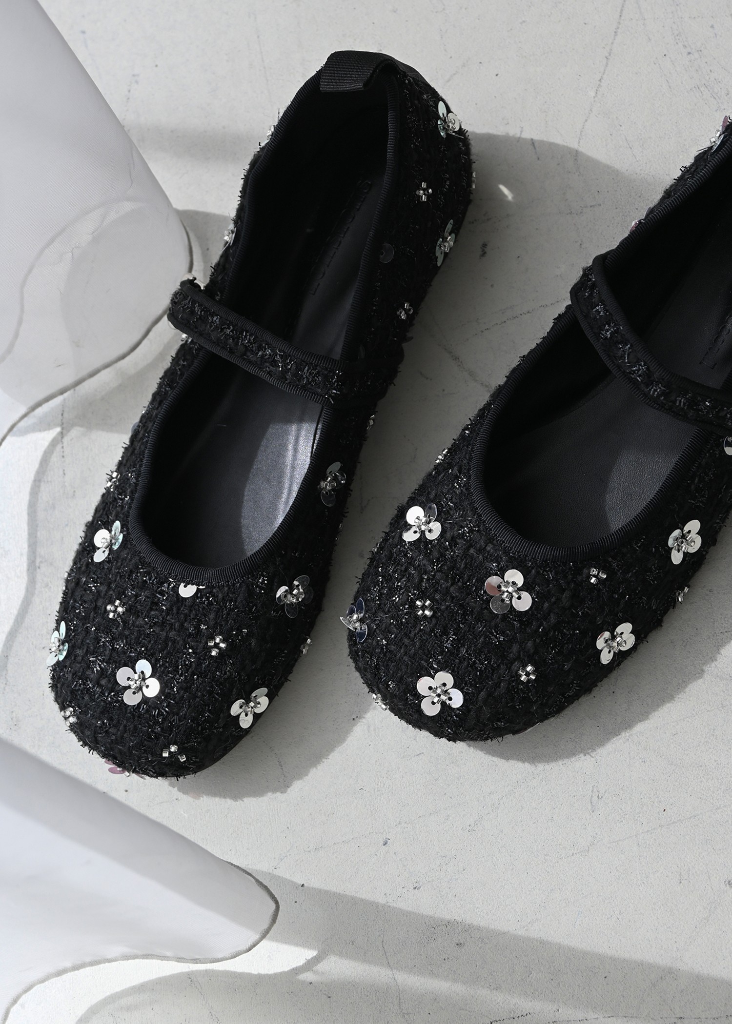 beaded strap ballet shoes