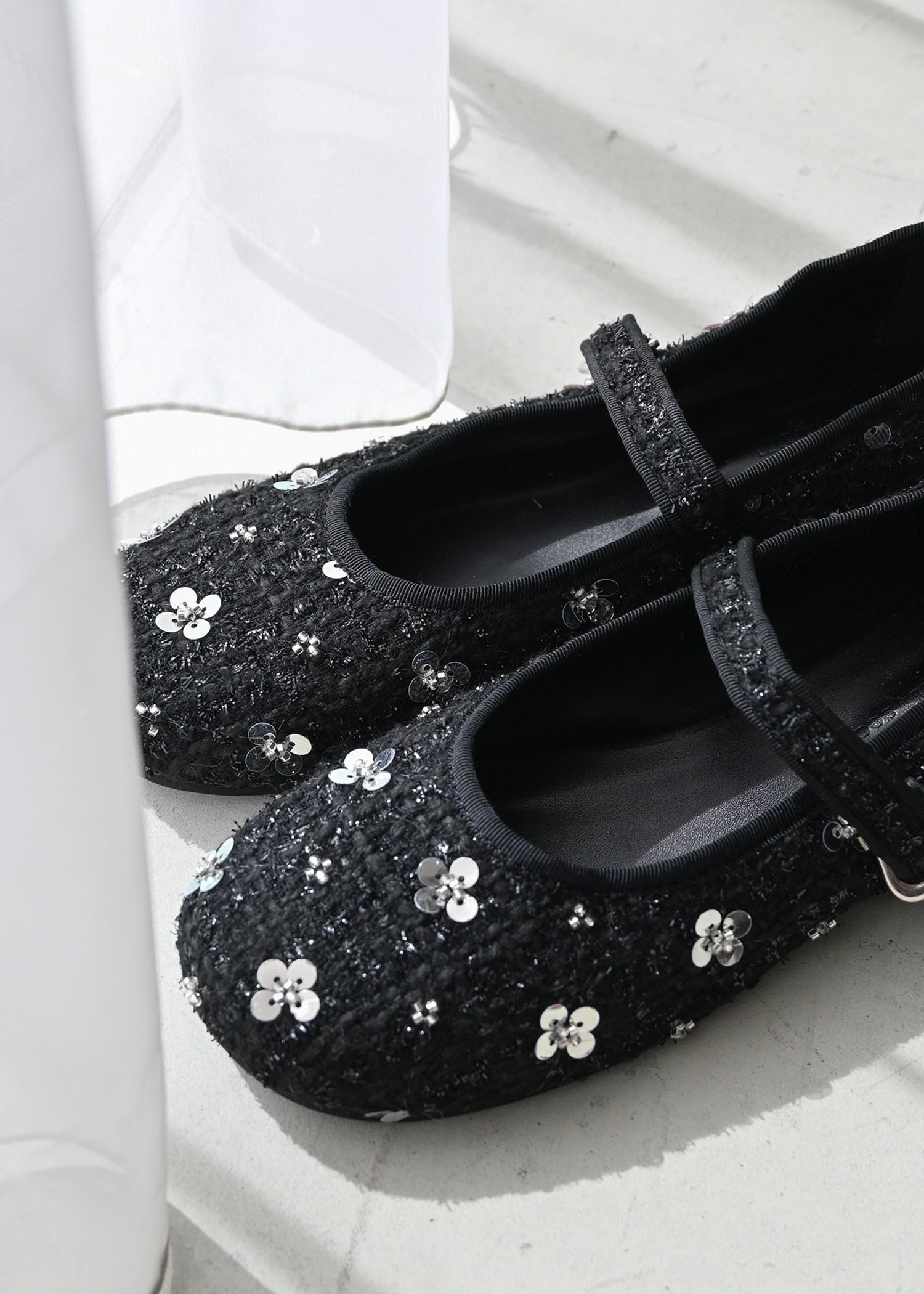 beaded strap ballet shoes