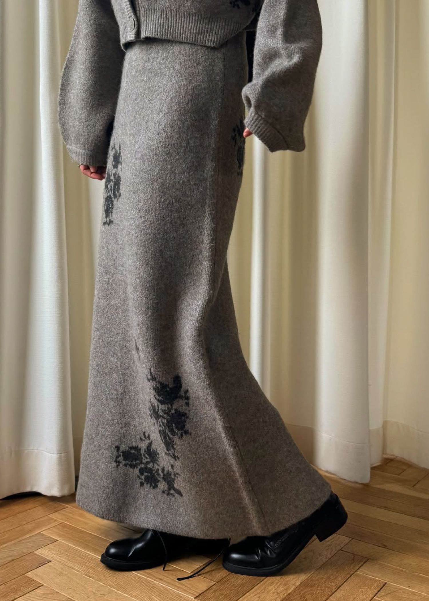 flower jacquard pencil knit SK