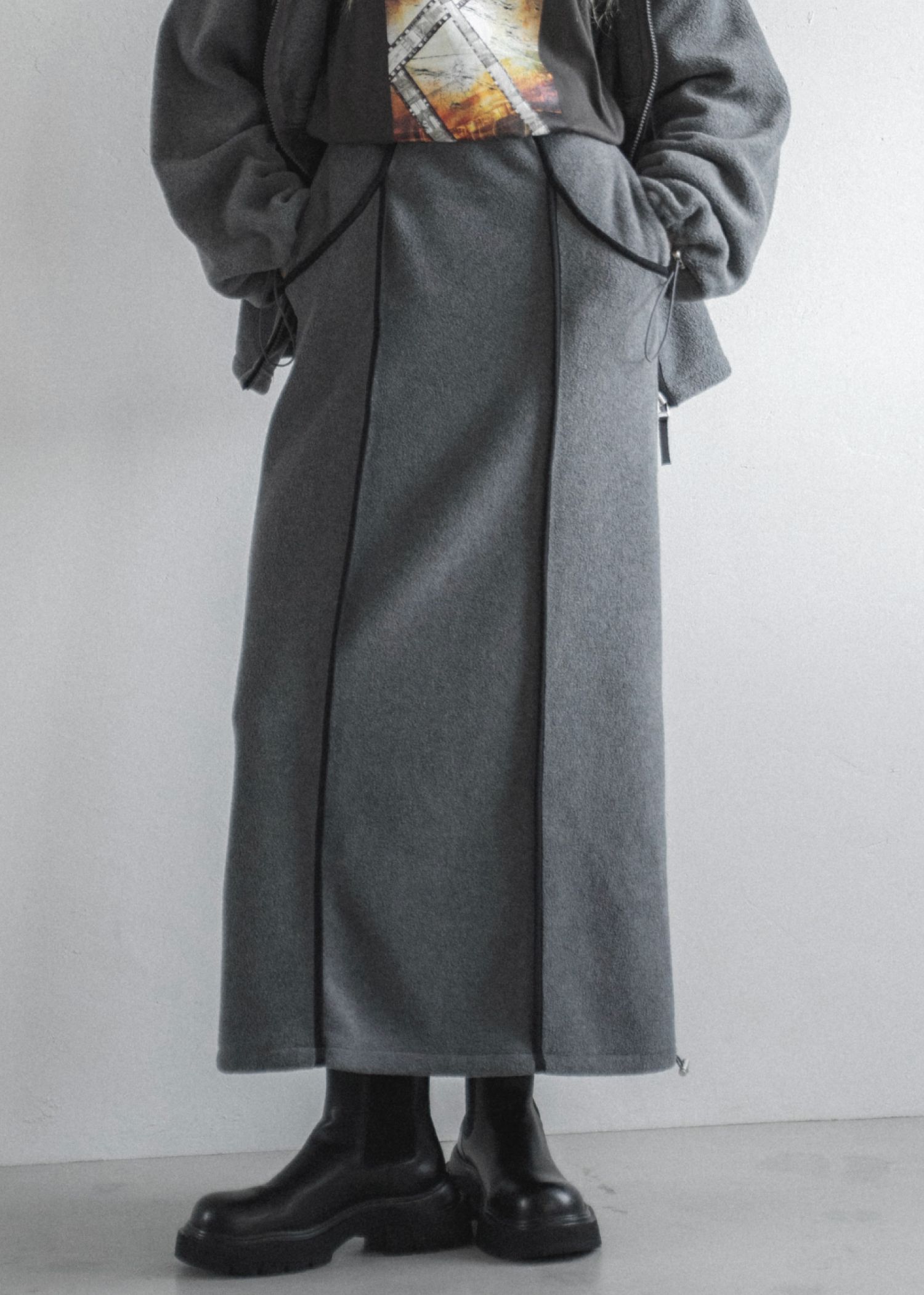 fleece drawstring bi color piping SK