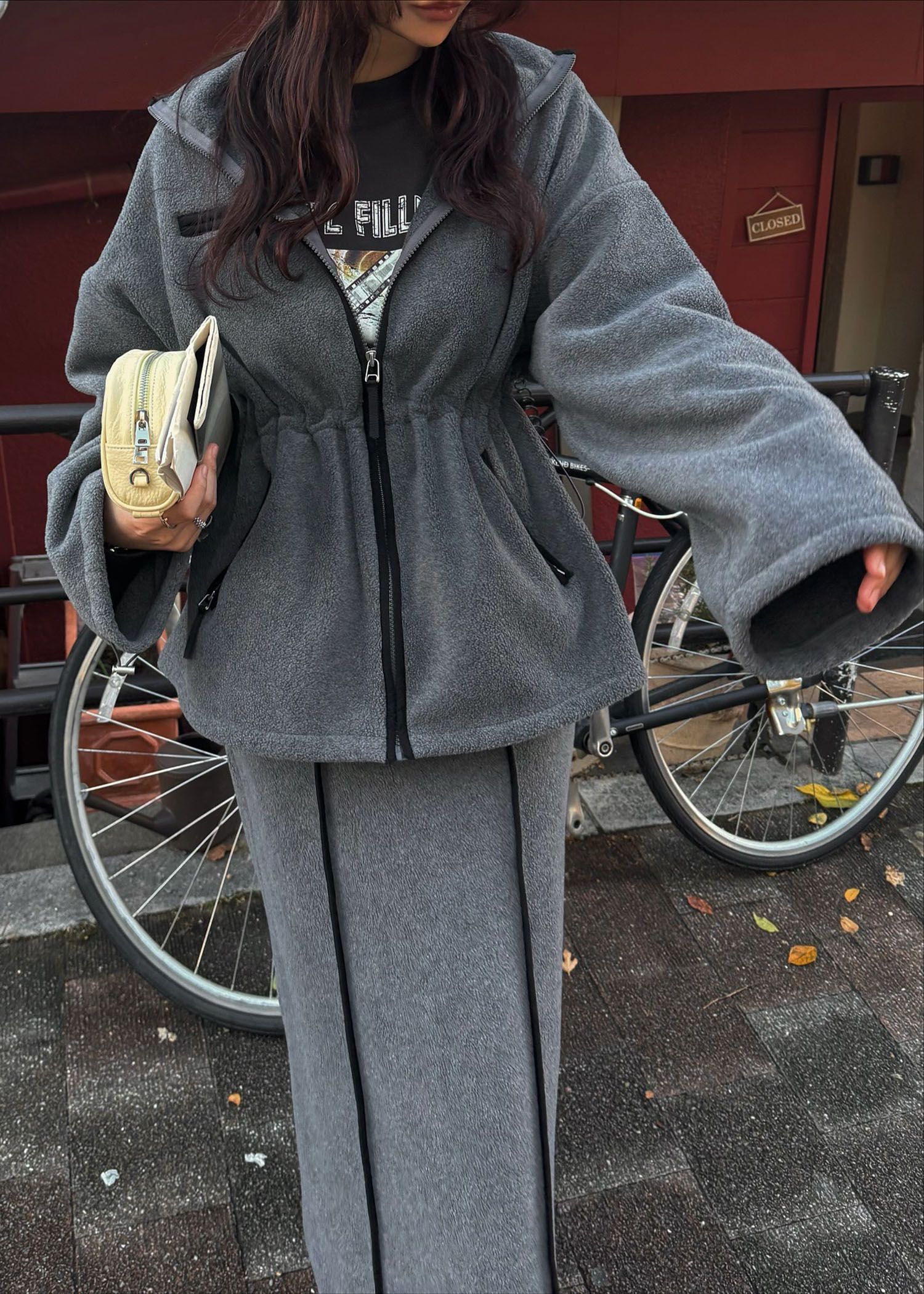 fleece drawstring bi color piping SK