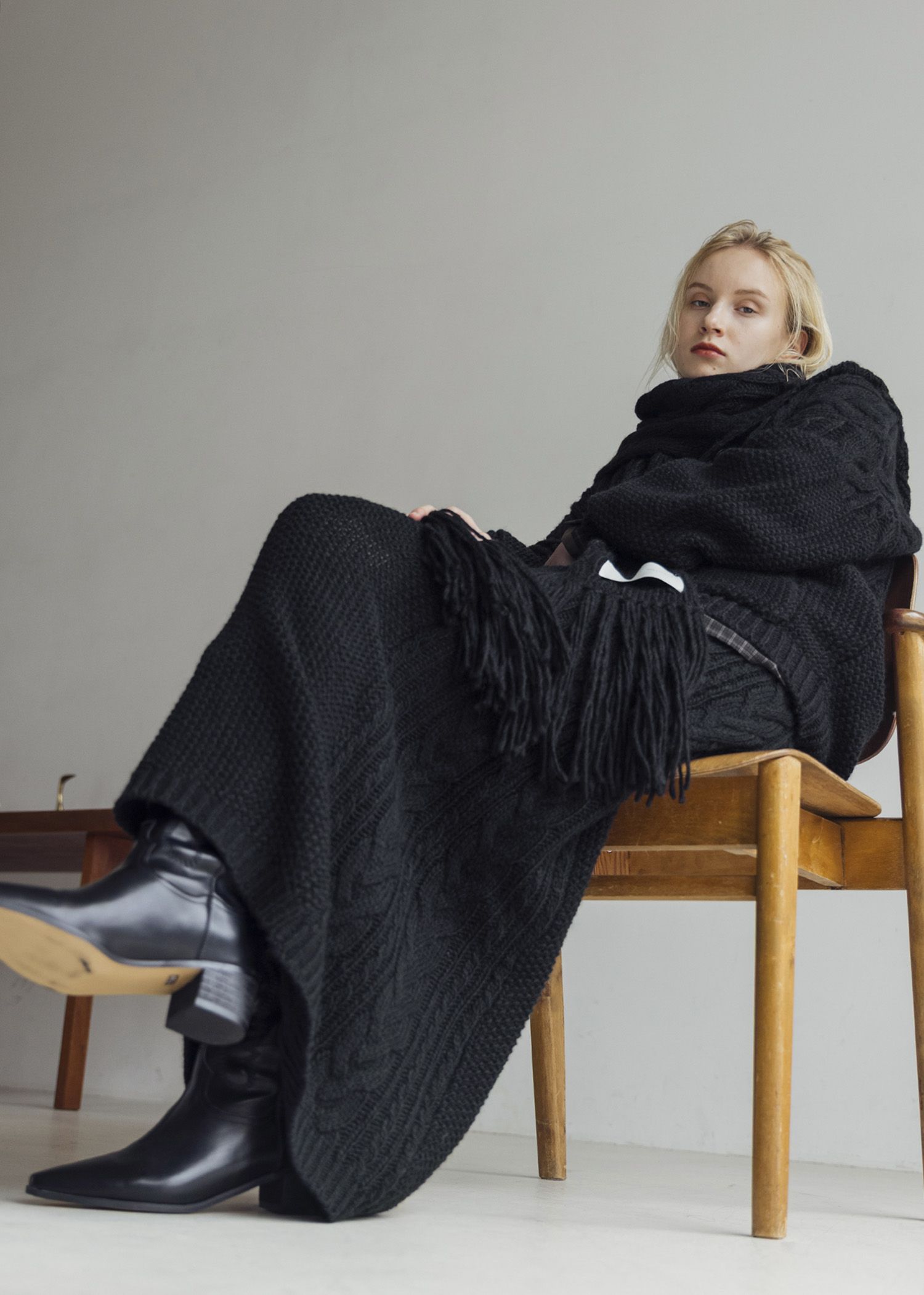 side cable coarse knit pencil SK