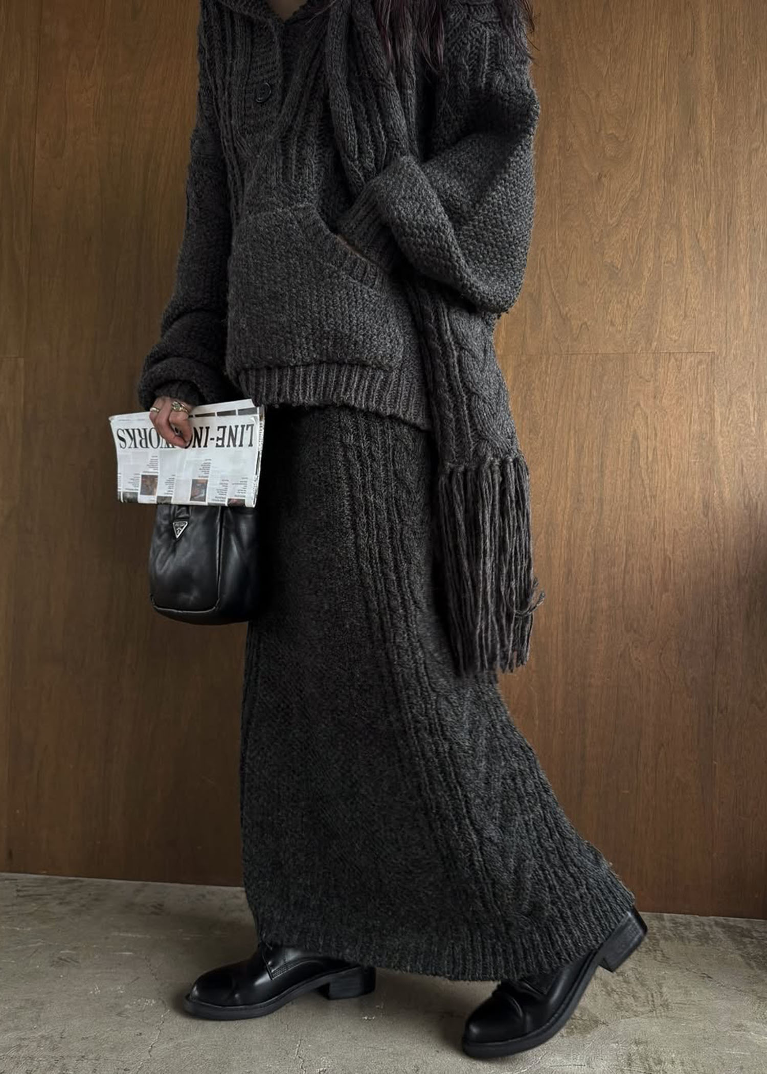 side cable coarse knit pencil SK