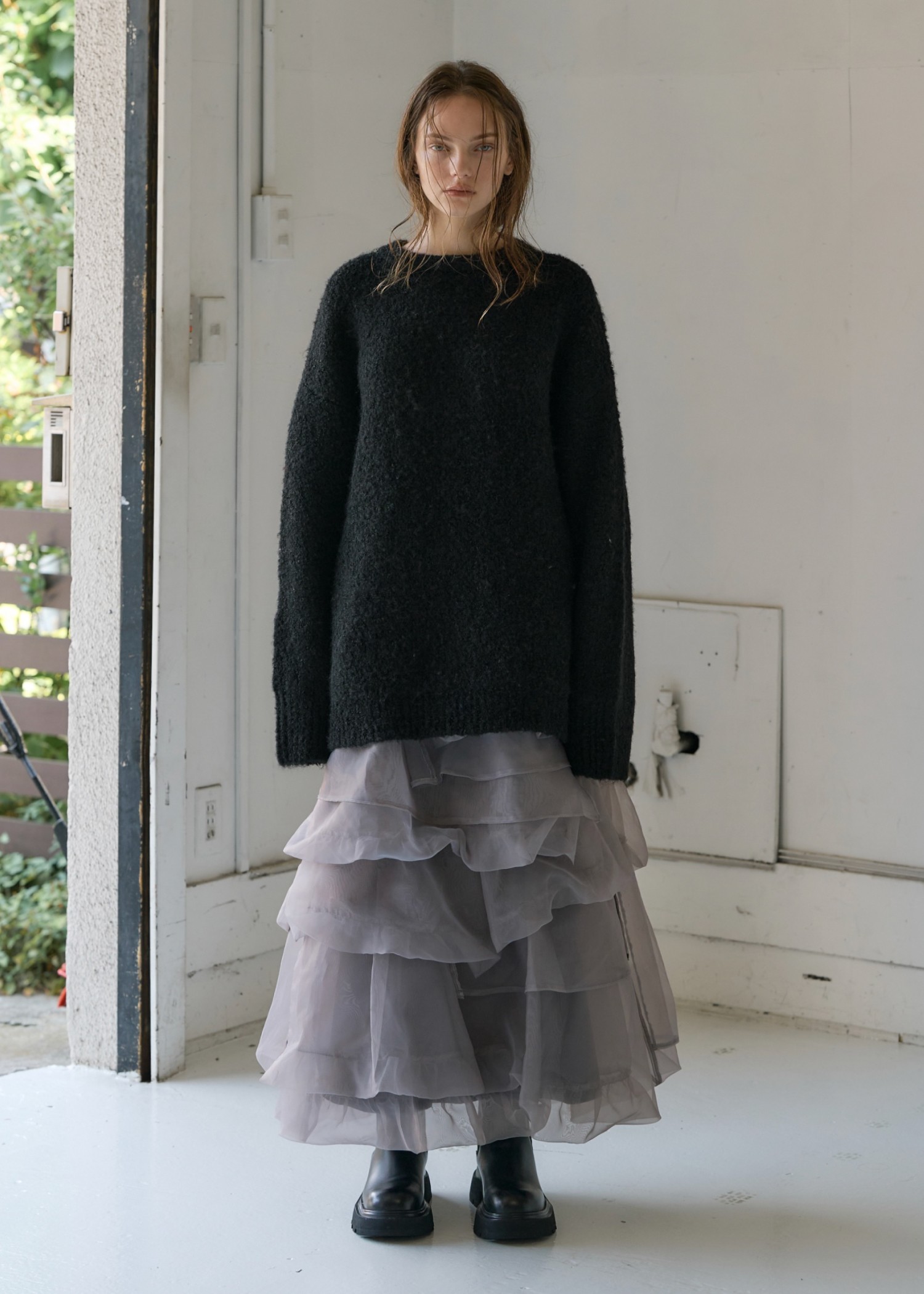 スカート willfully randomtieredtulle&pongeeSK WILLFULLY（ウィルフリー）の「random tiered tulle & pongee SK