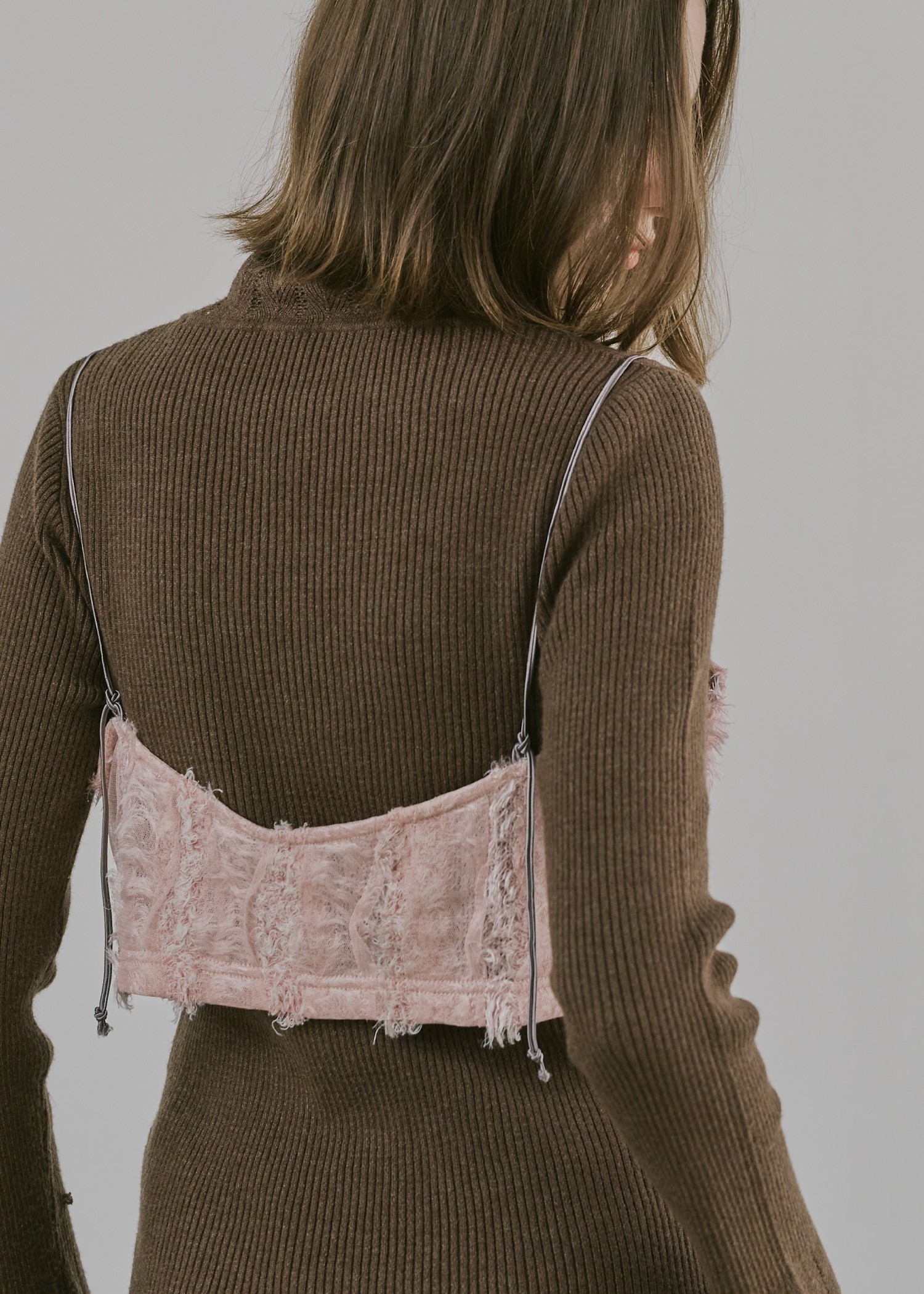 fringe tulle stripe 2way camisole