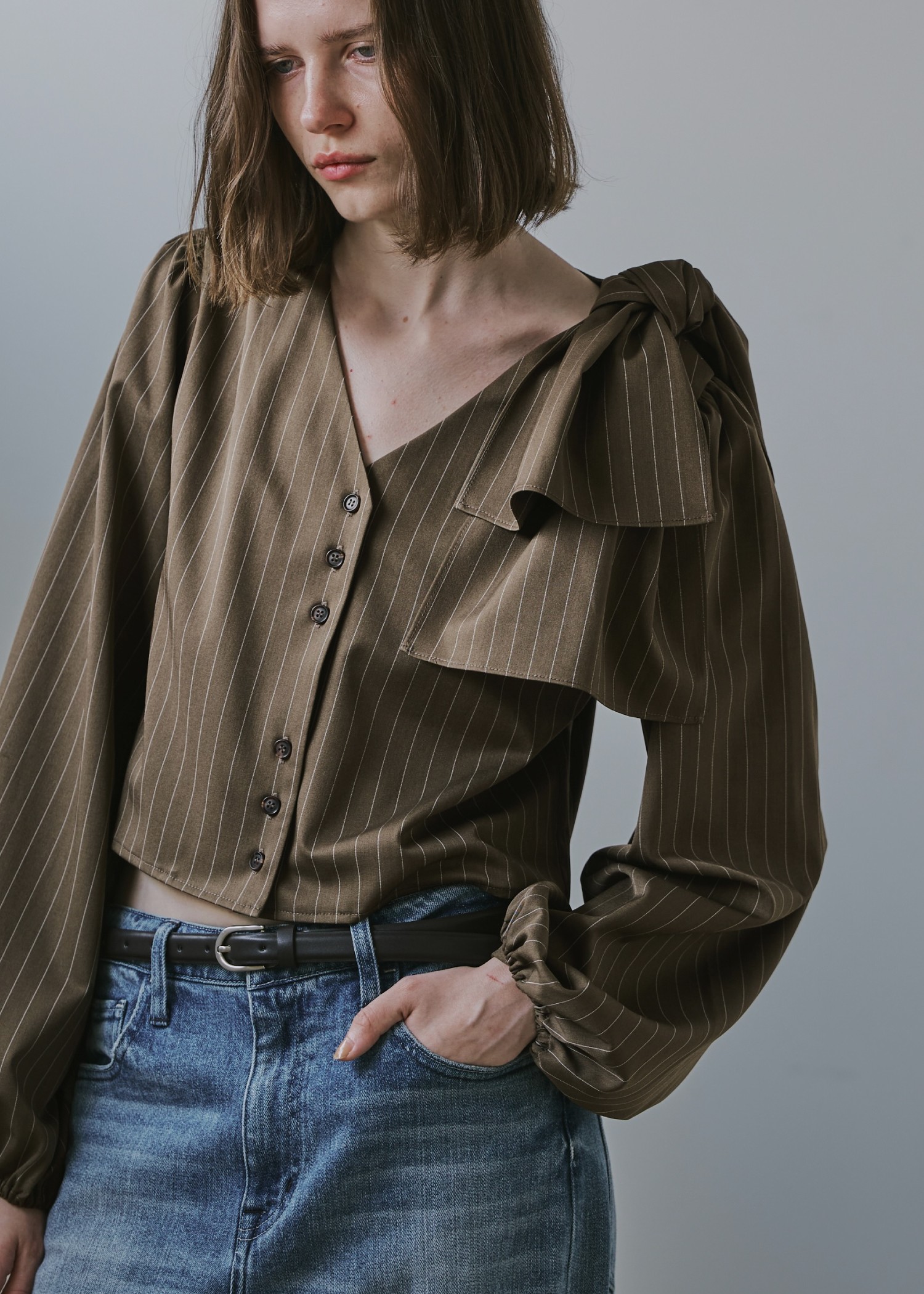 ribbon shoulder stripe short BL