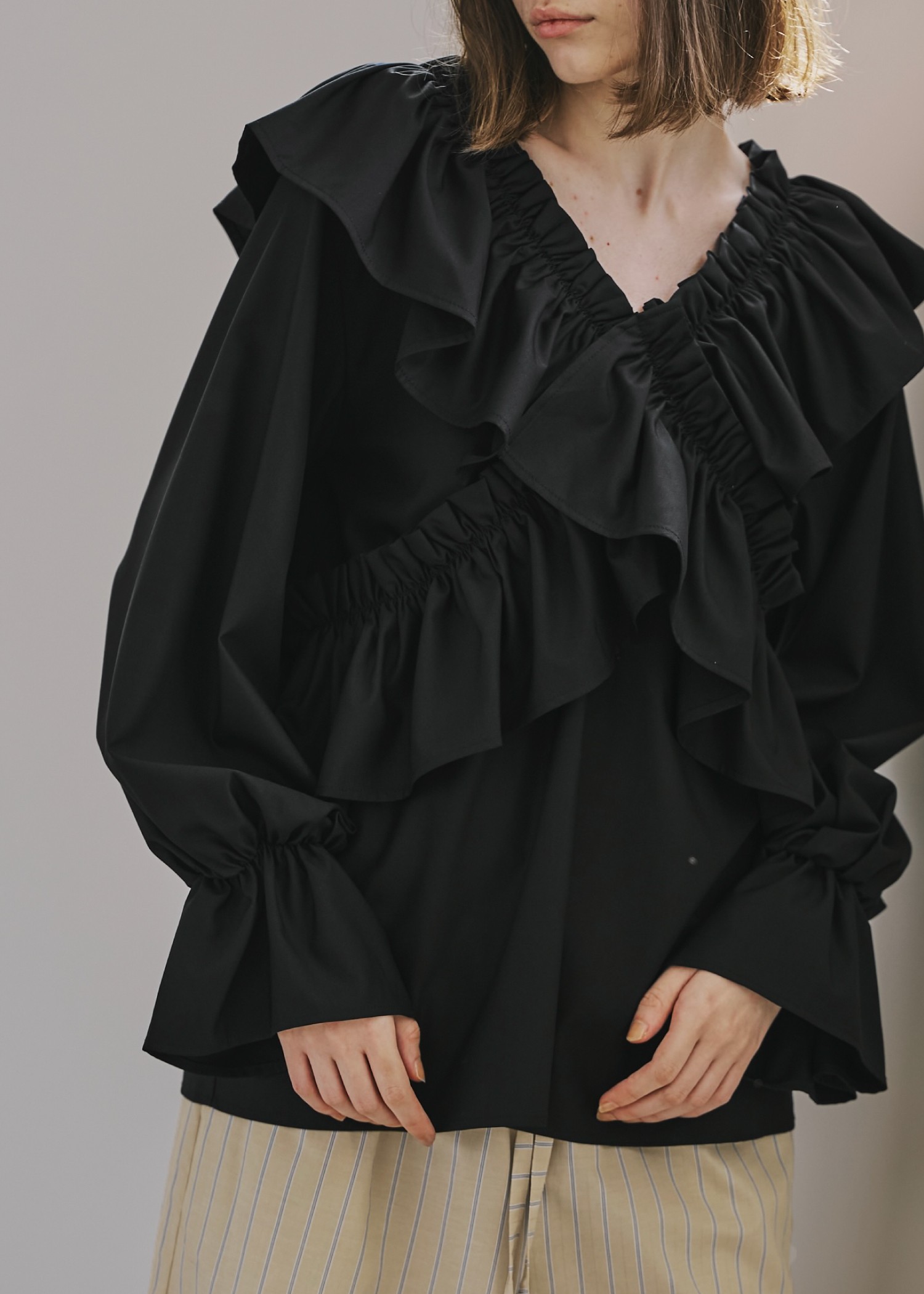 HEVE へイヴ　フィンスリーブBL　ブラック　美品 HEVE ヘイヴ フィンスリーブ BL ブラウス プルオーバー クルーネック