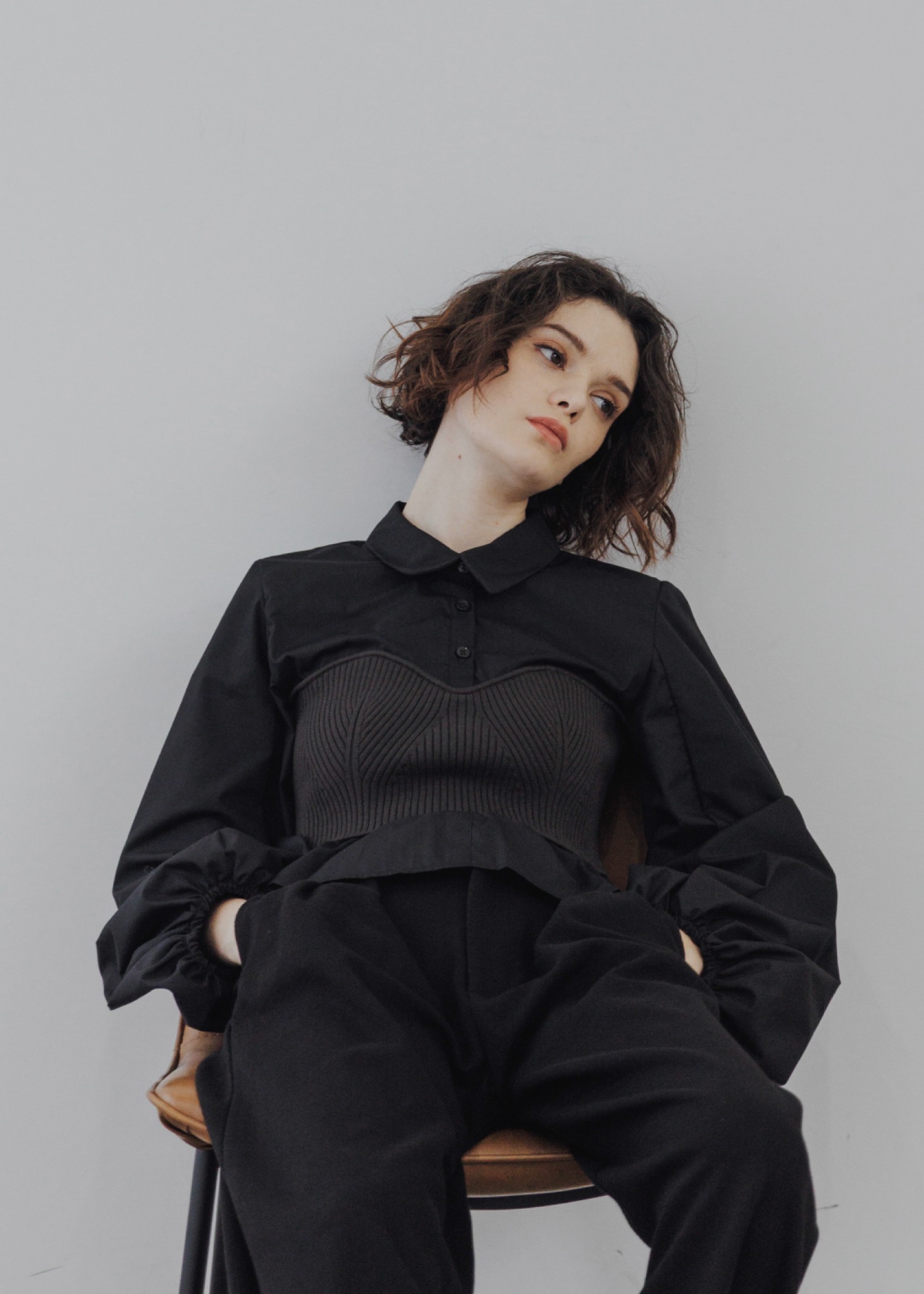 knit bustier docking peplum BL