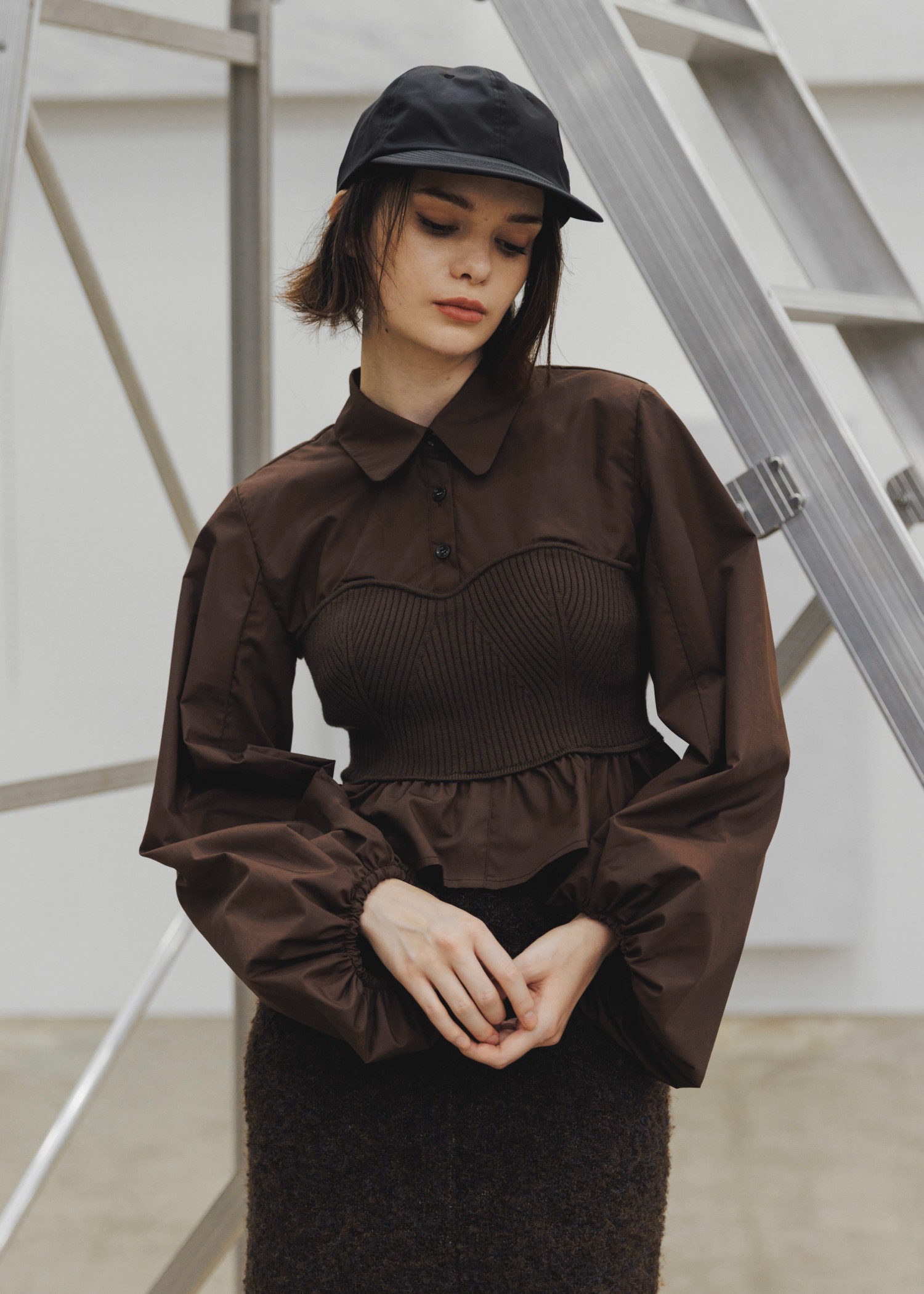 knit bustier docking peplum BL