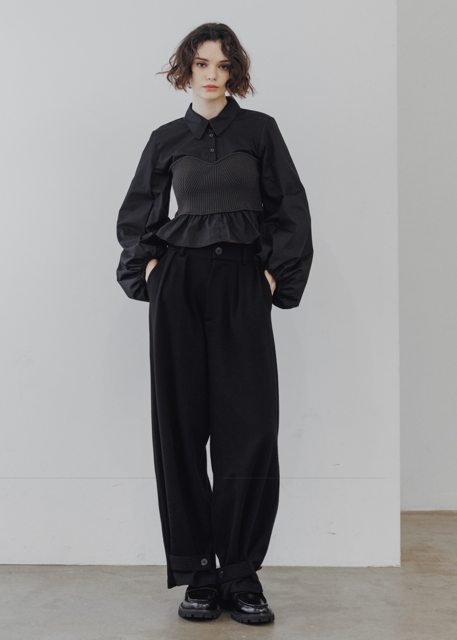 knit bustier docking peplum BL