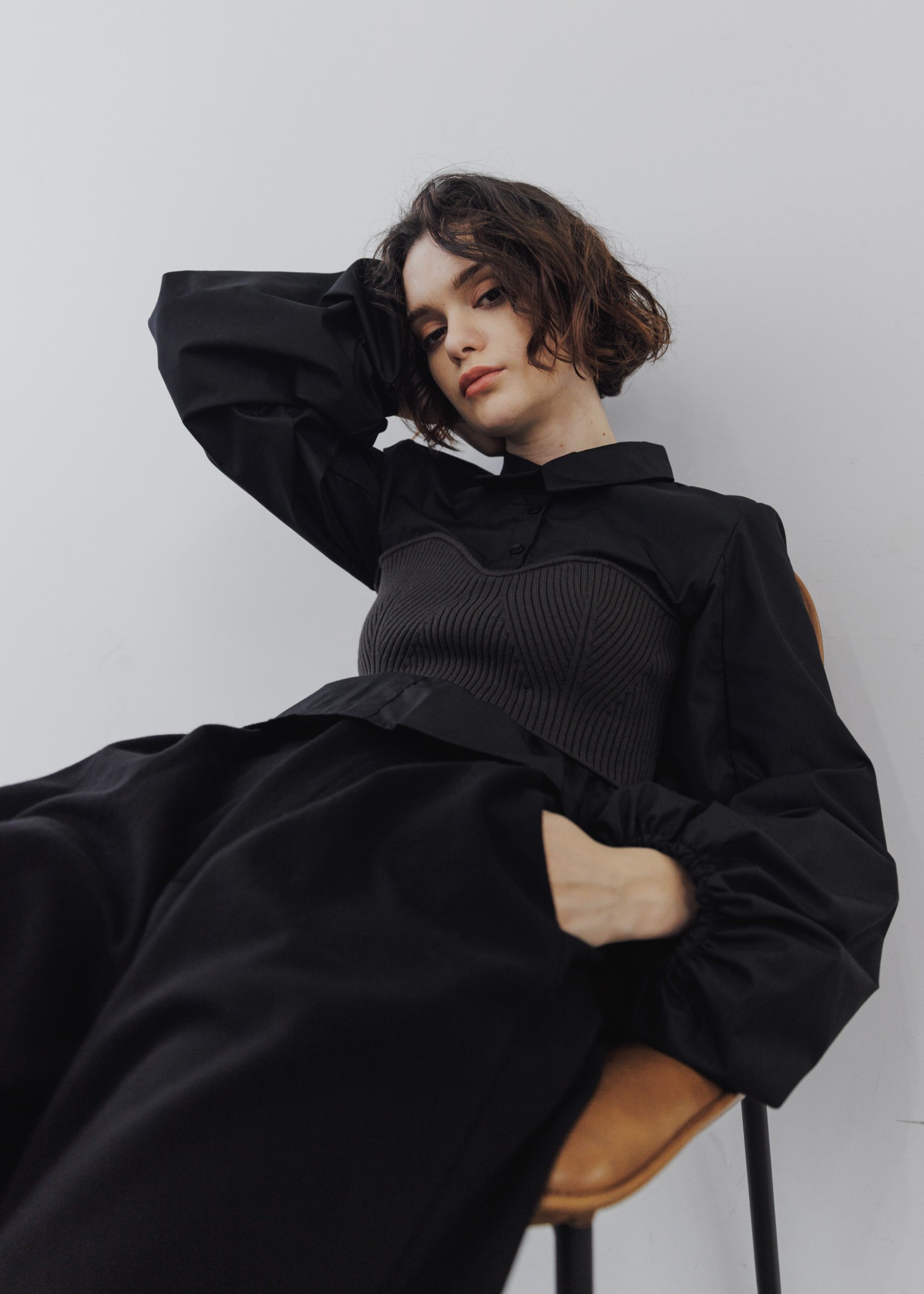 knit bustier docking peplum BL