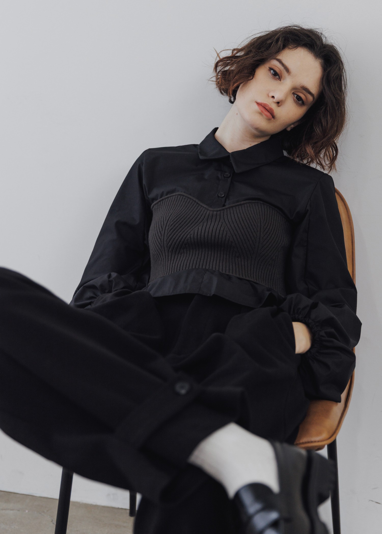 knit bustier docking peplum BL