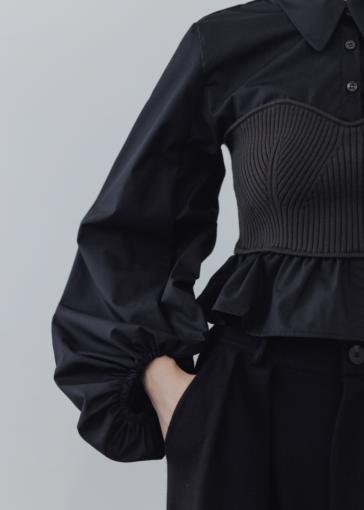 トップス shirt docking frill cuffs knit willfully shirt docking frill cuffs knit willfully