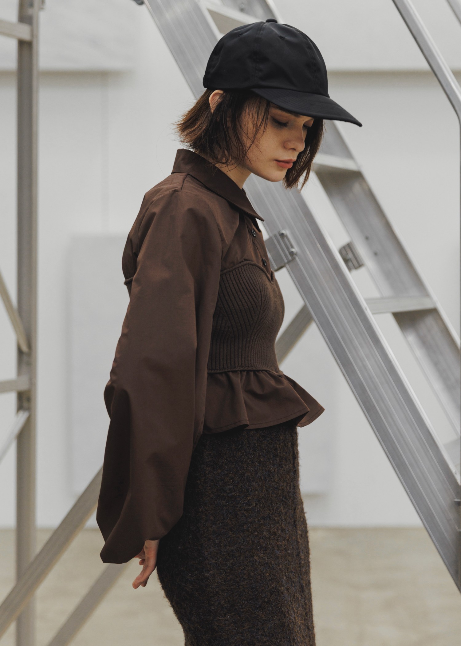 knit bustier docking peplum BL