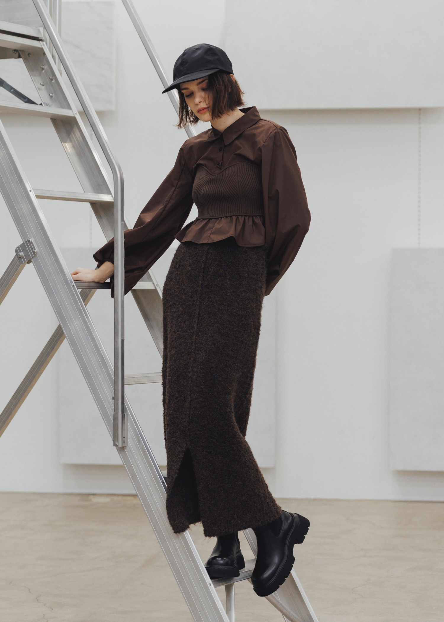 knit bustier docking peplum BL