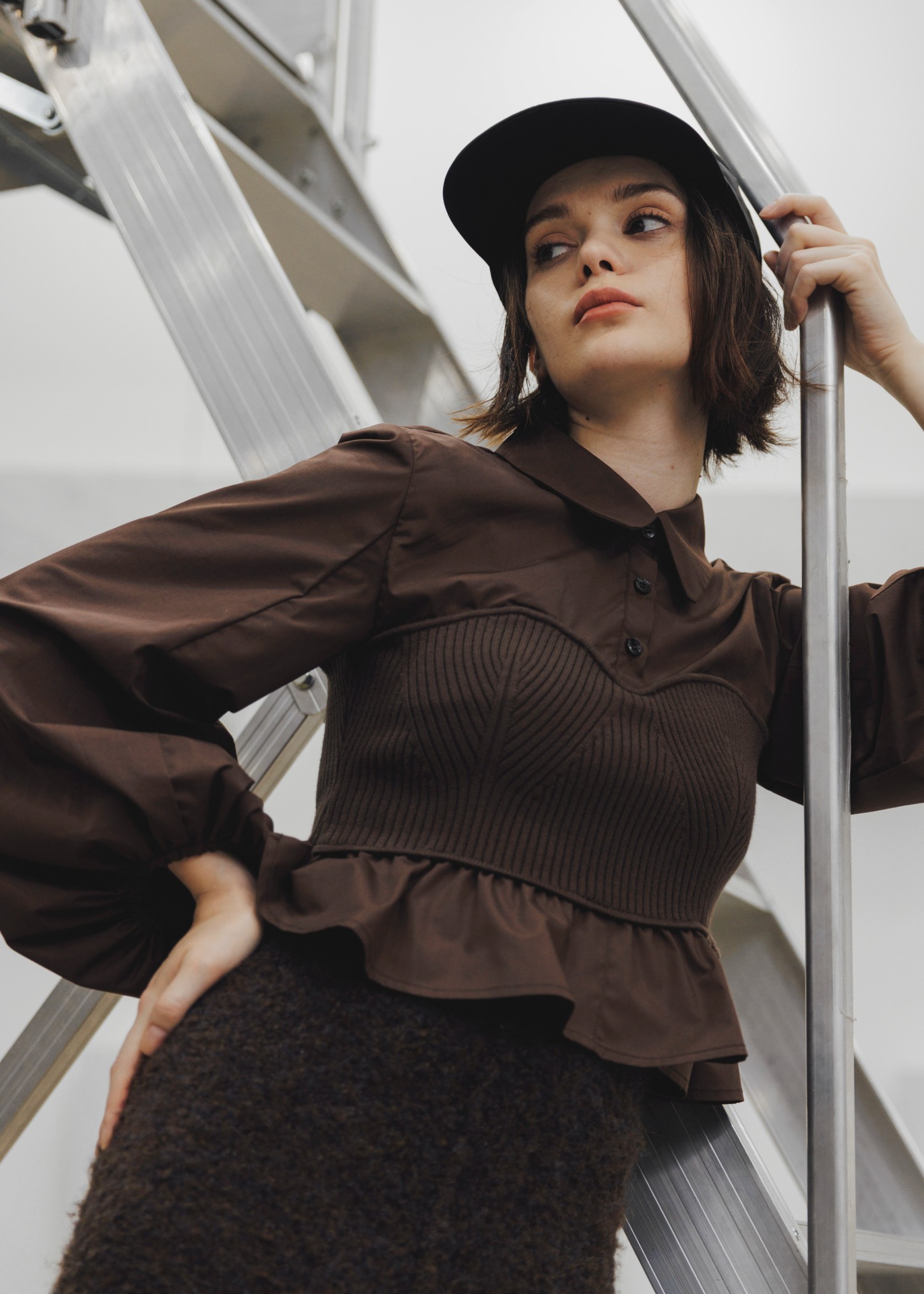 knit bustier docking peplum BL