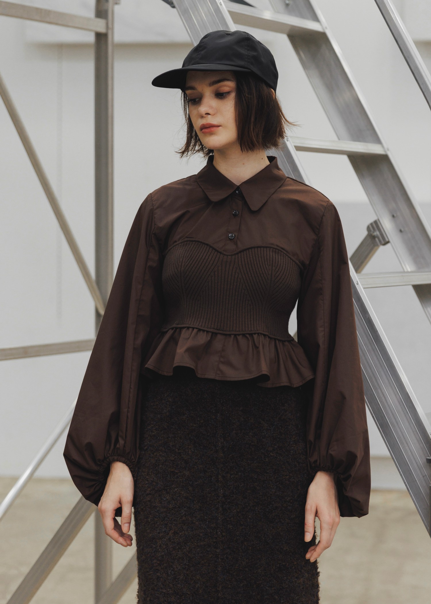 knit bustier docking peplum BL