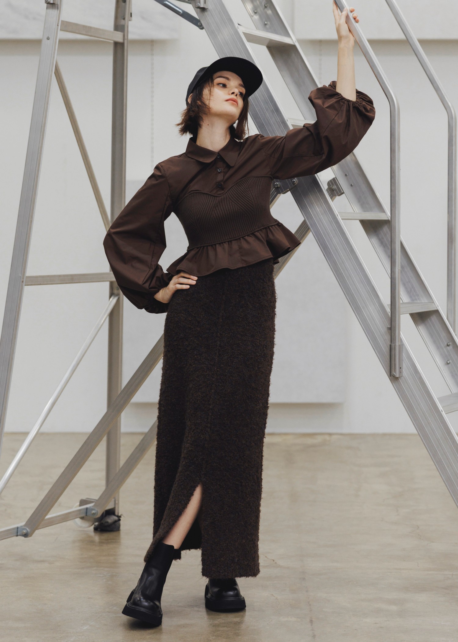 knit bustier docking peplum BL