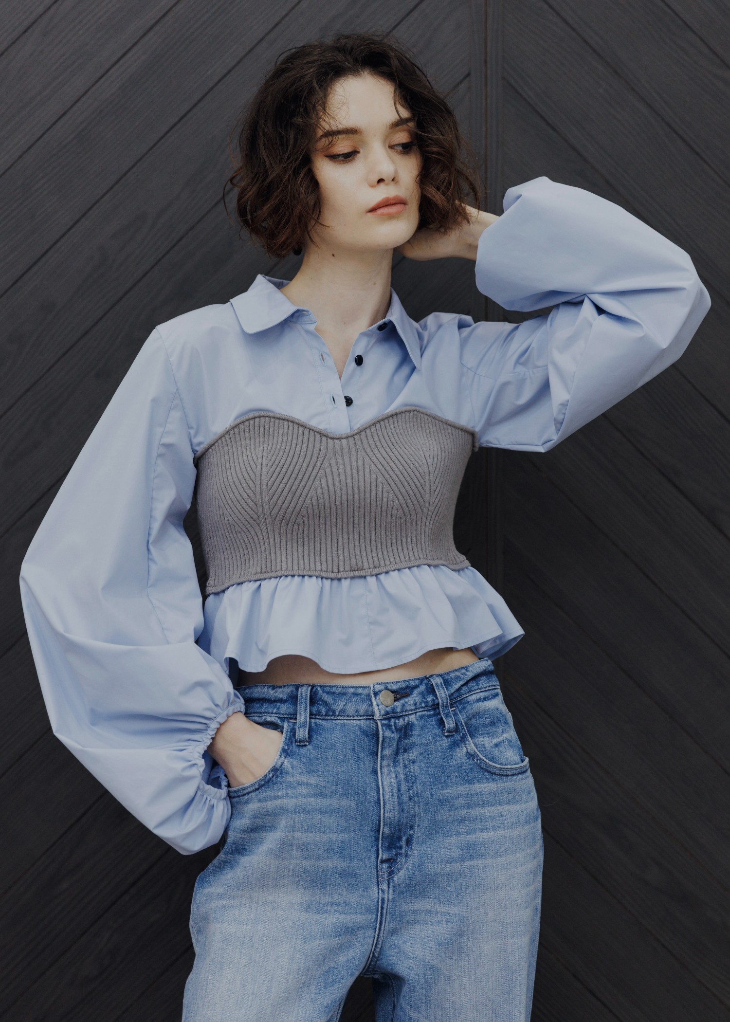 knit bustier docking peplum BL