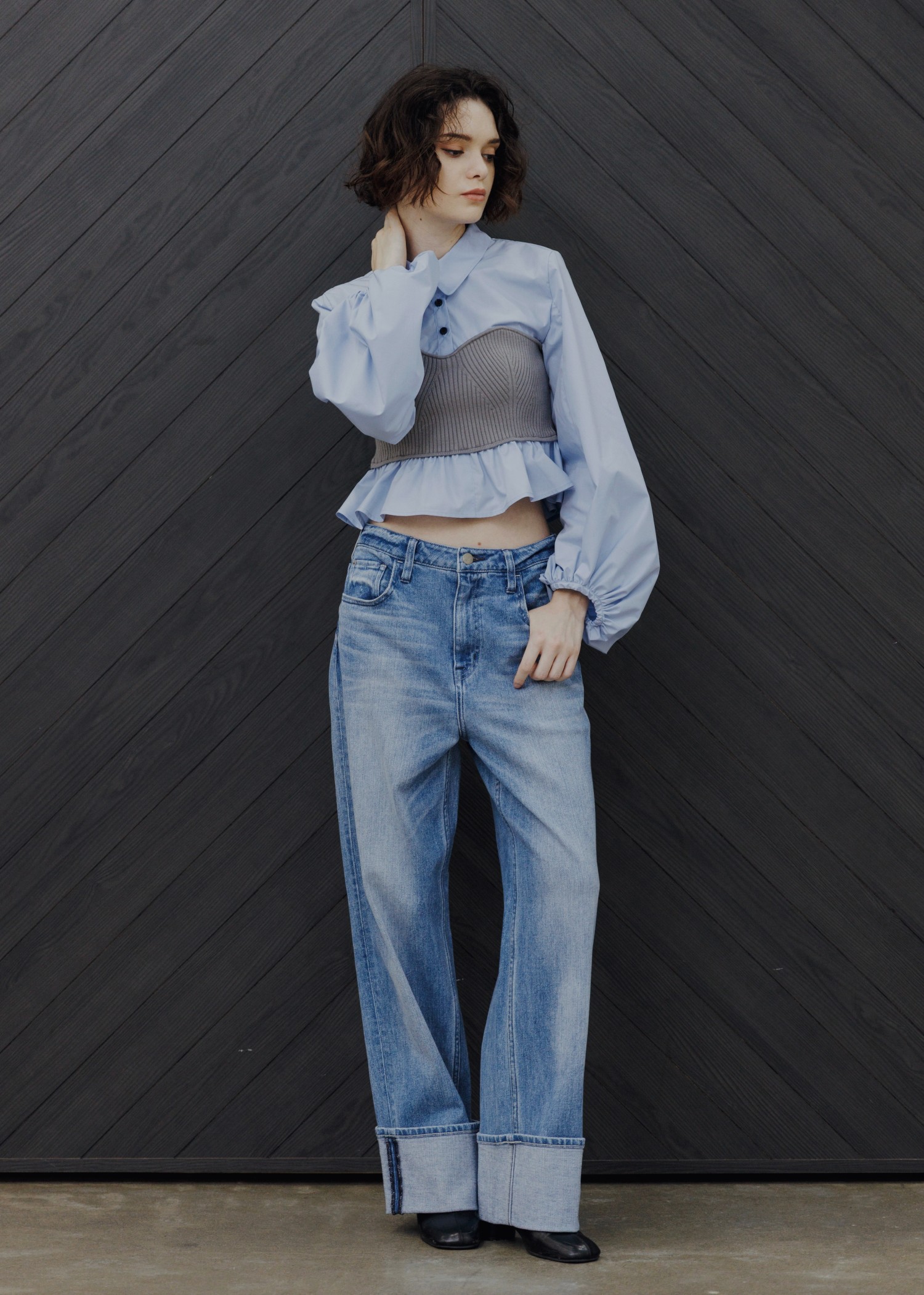 knit bustier docking peplum BL