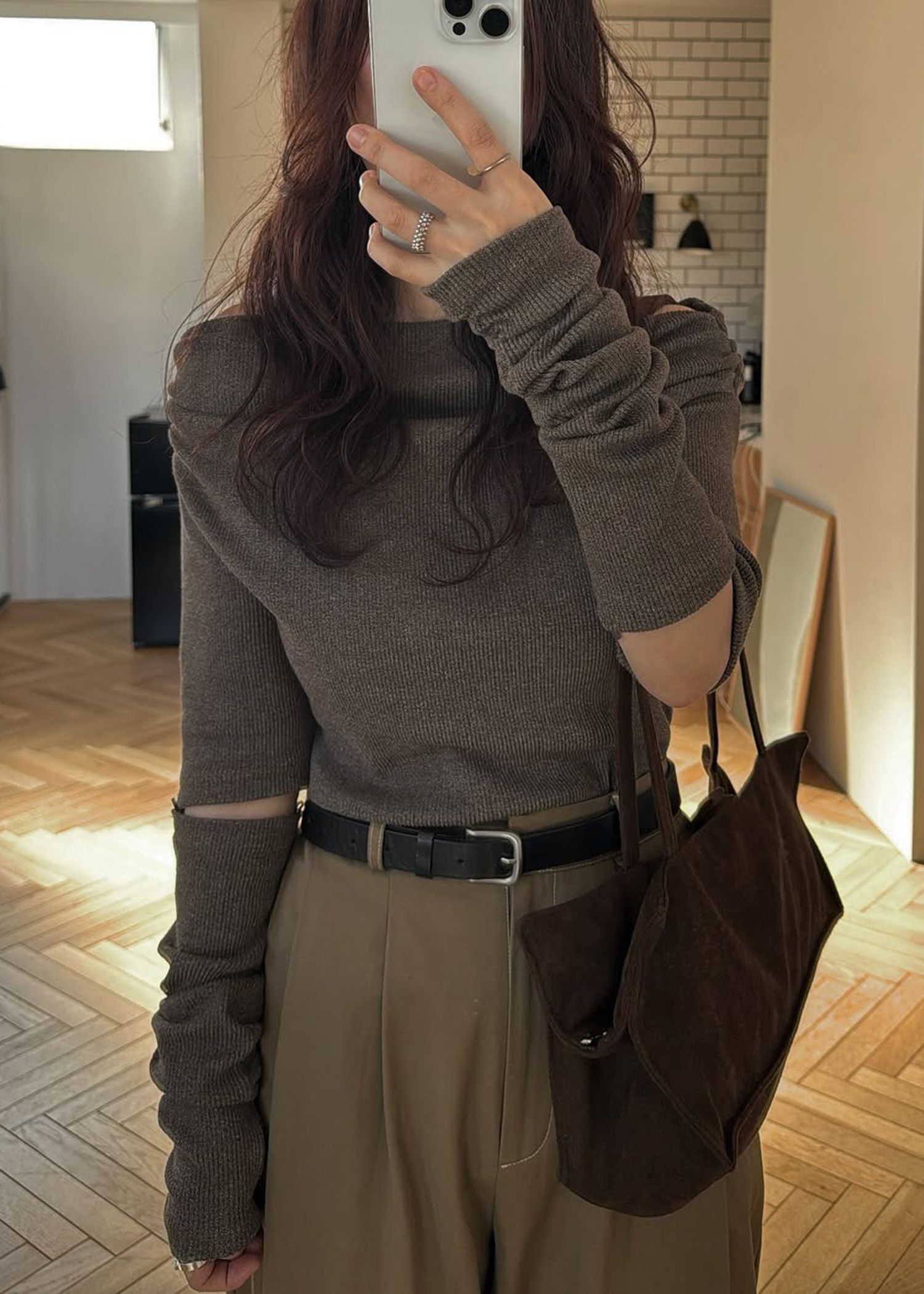 2way sleeve off shoulder rib tops