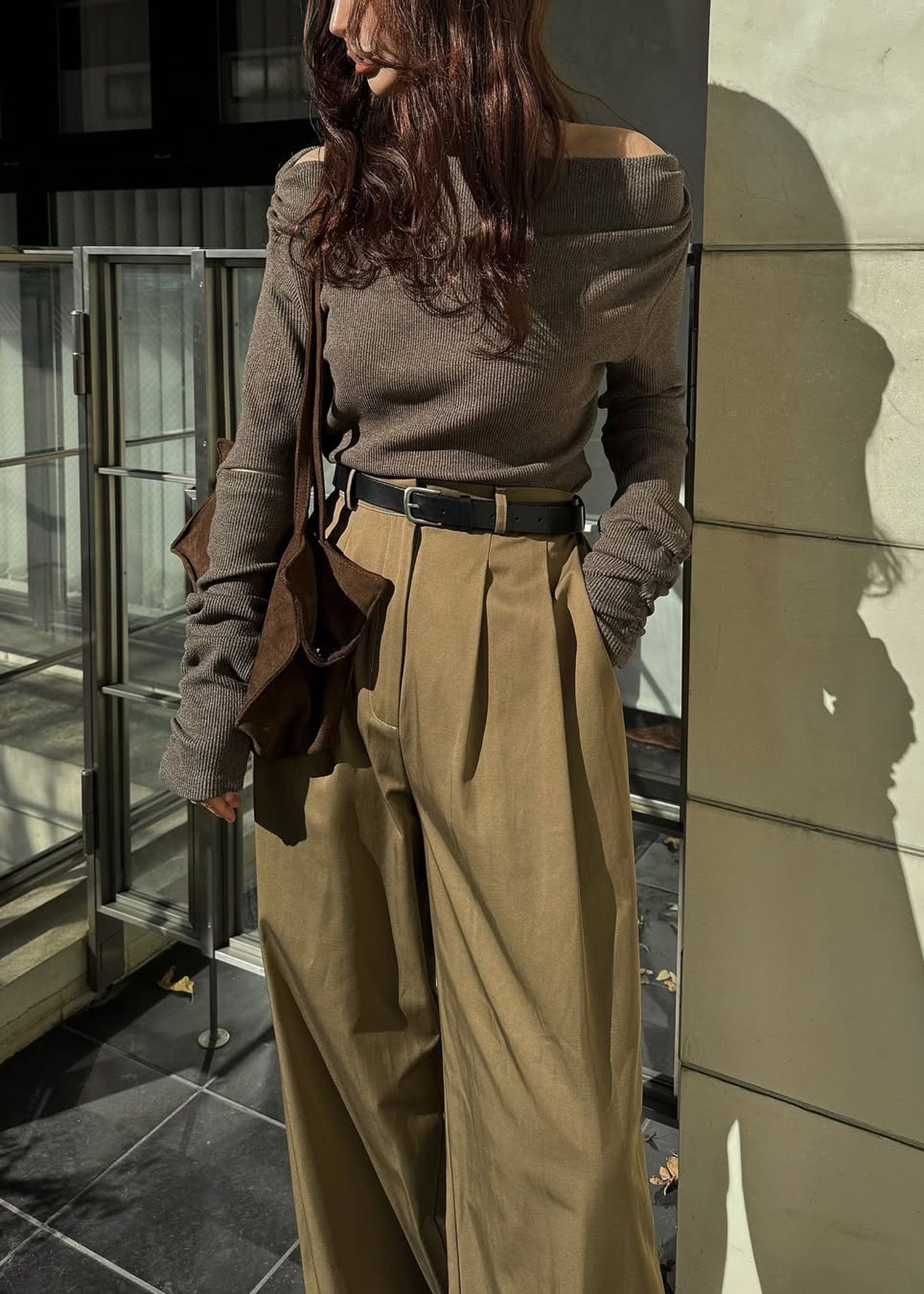 2way sleeve off shoulder rib tops