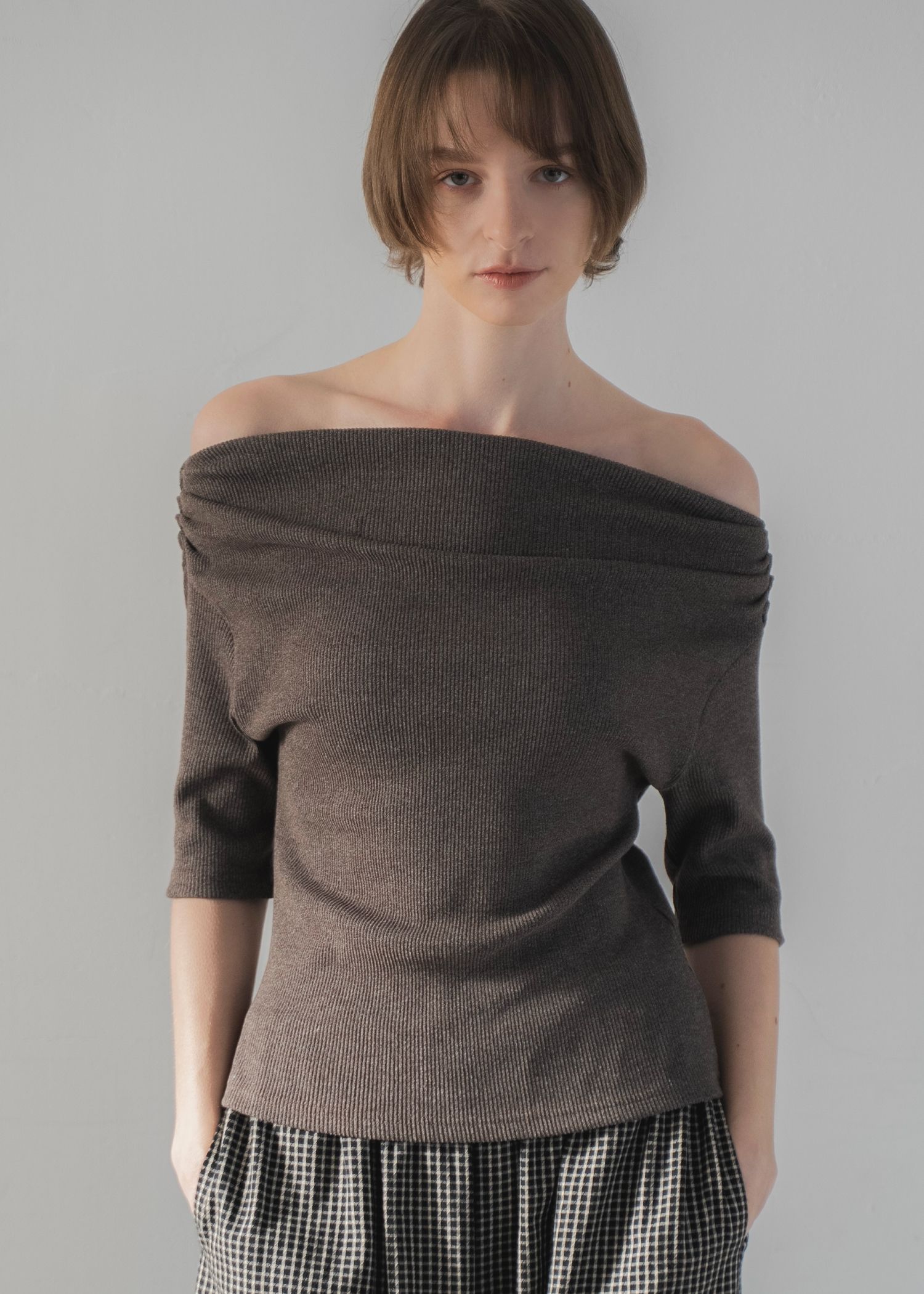 2way sleeve off shoulder rib tops