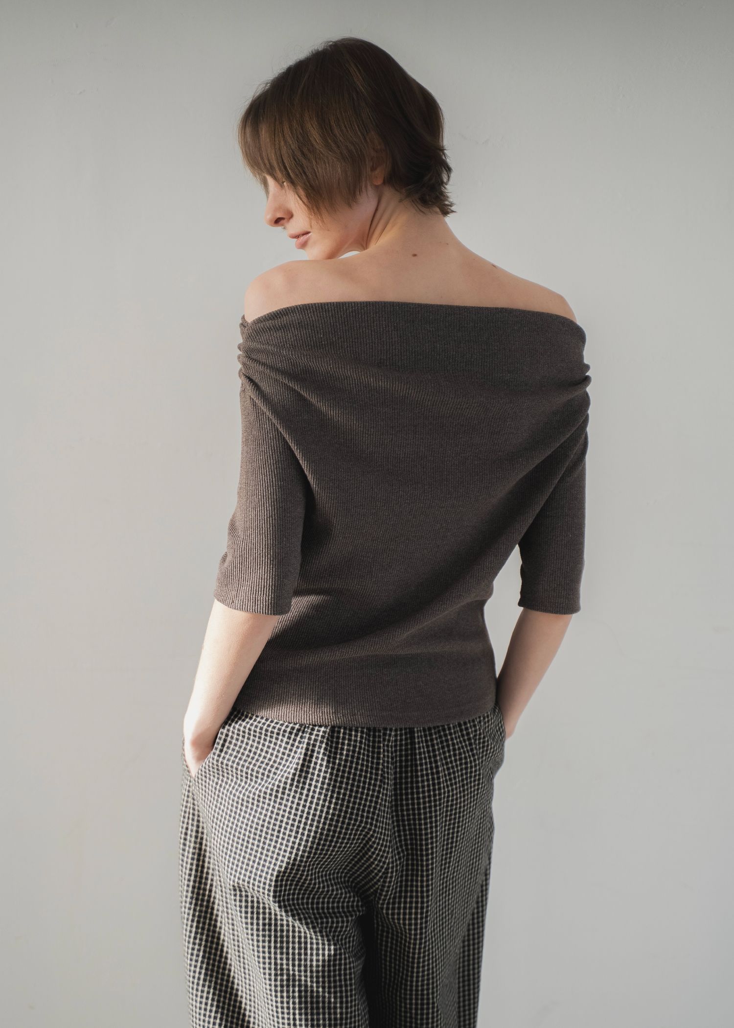 2way sleeve off shoulder rib tops