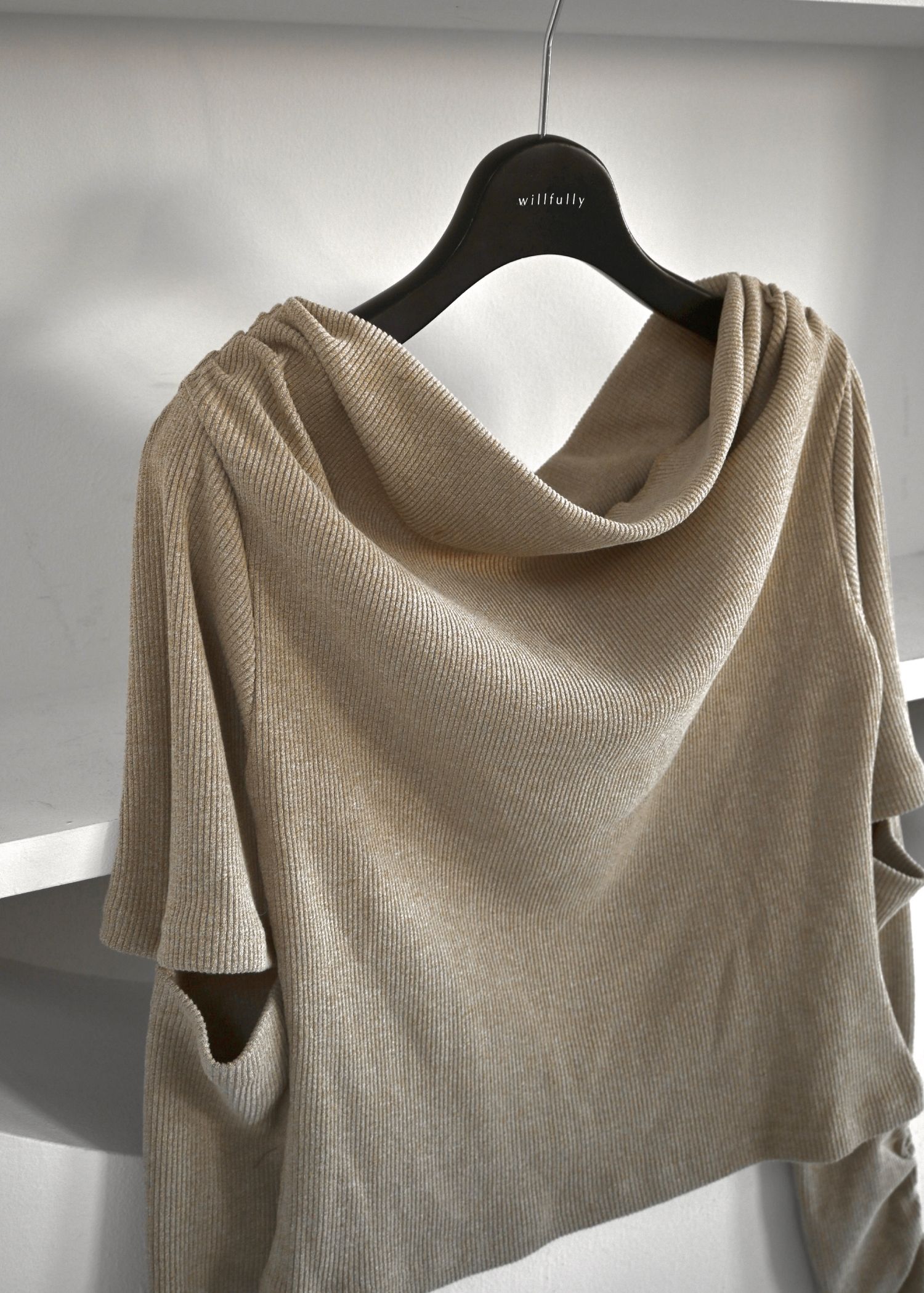 2way sleeve off shoulder rib tops