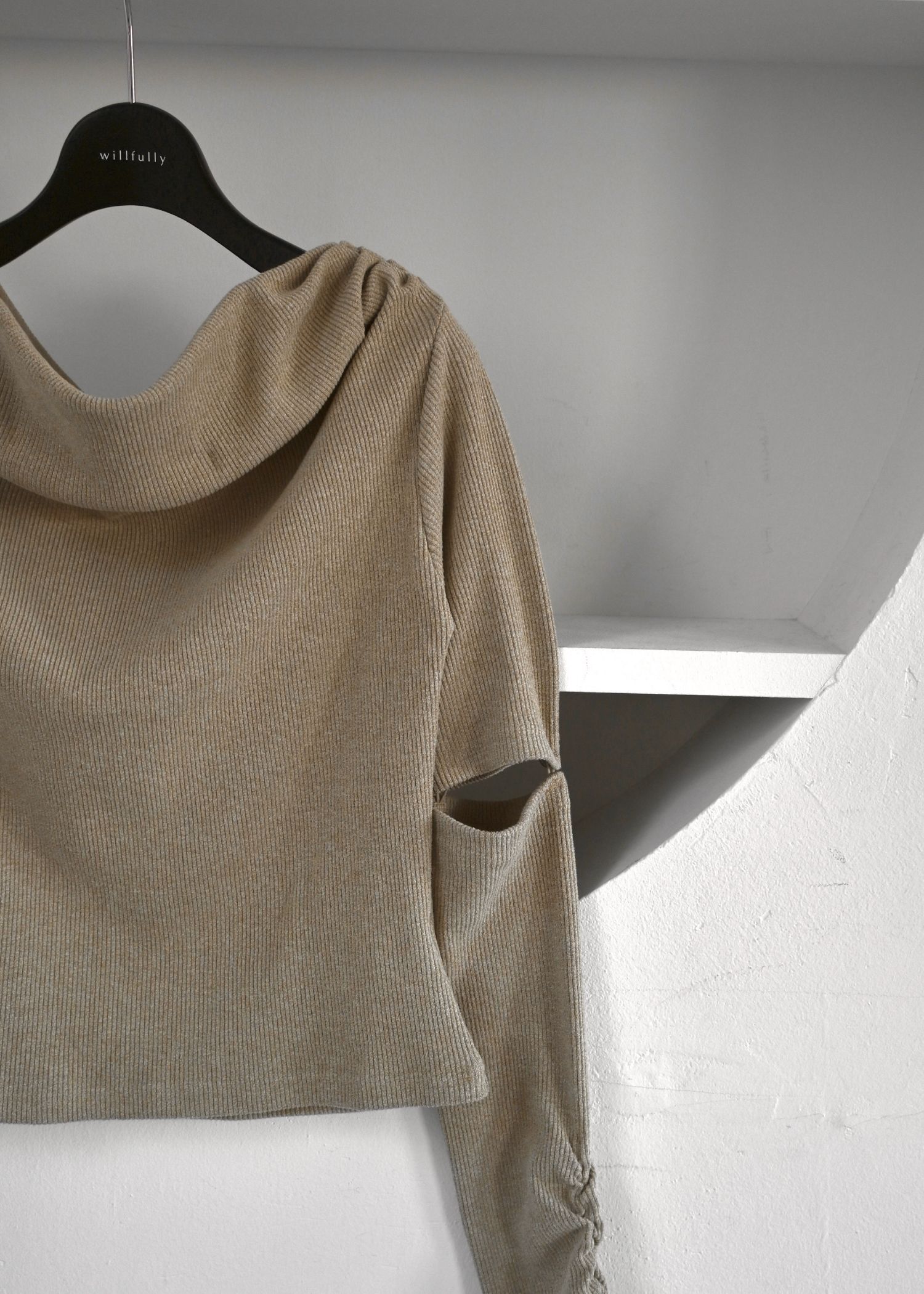 2way sleeve off shoulder rib tops