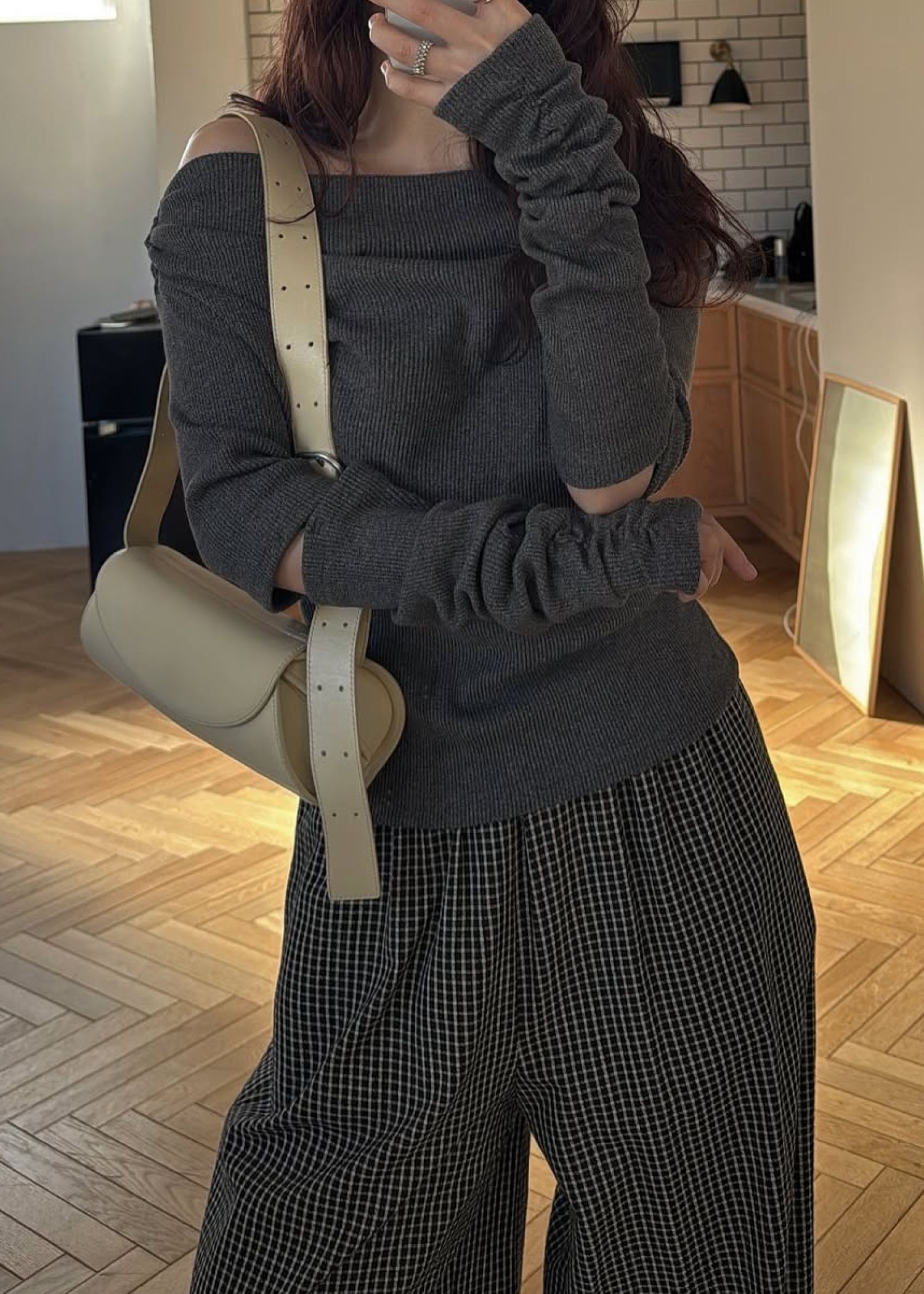 2way sleeve off shoulder rib tops