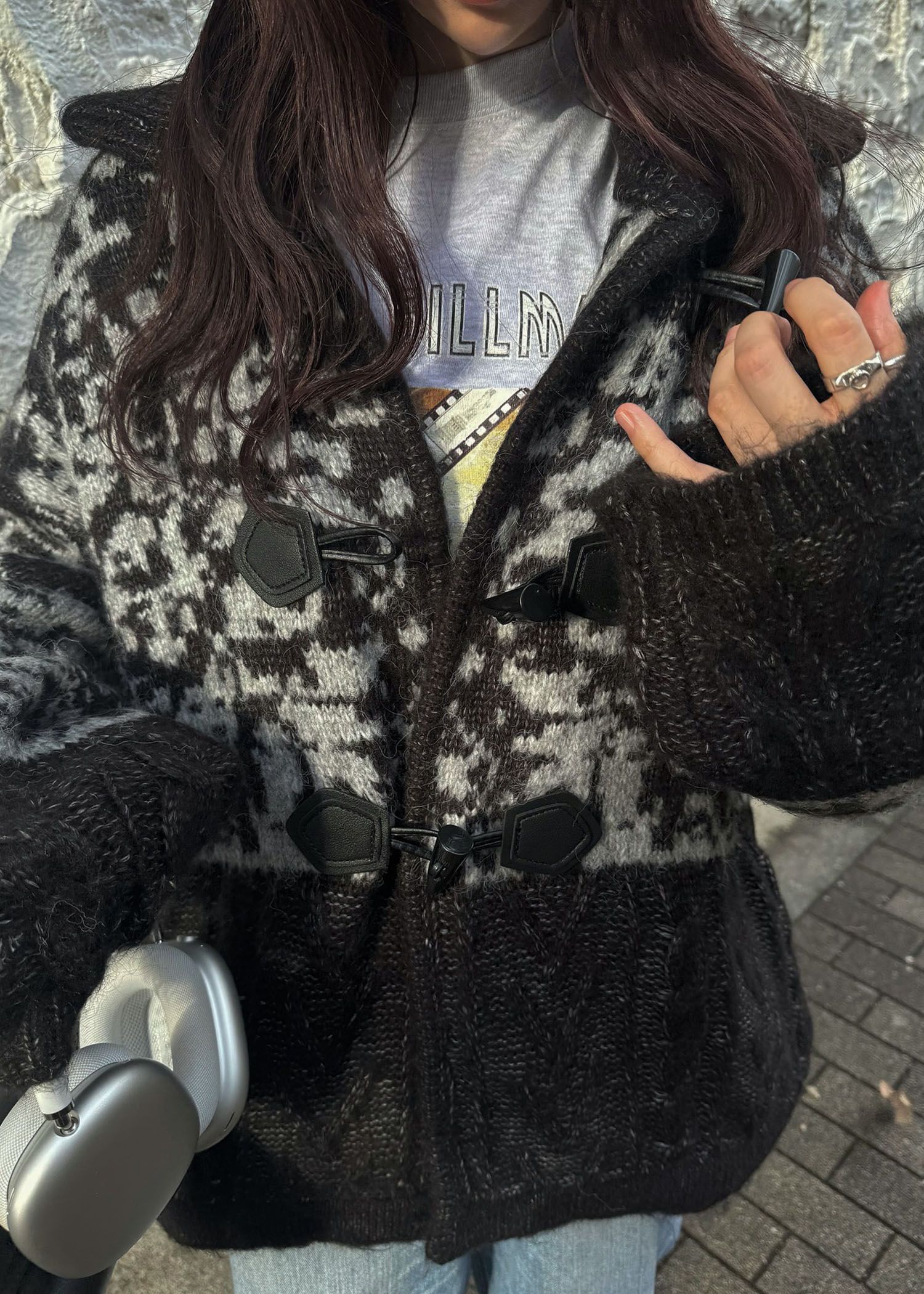 vintage like print long T