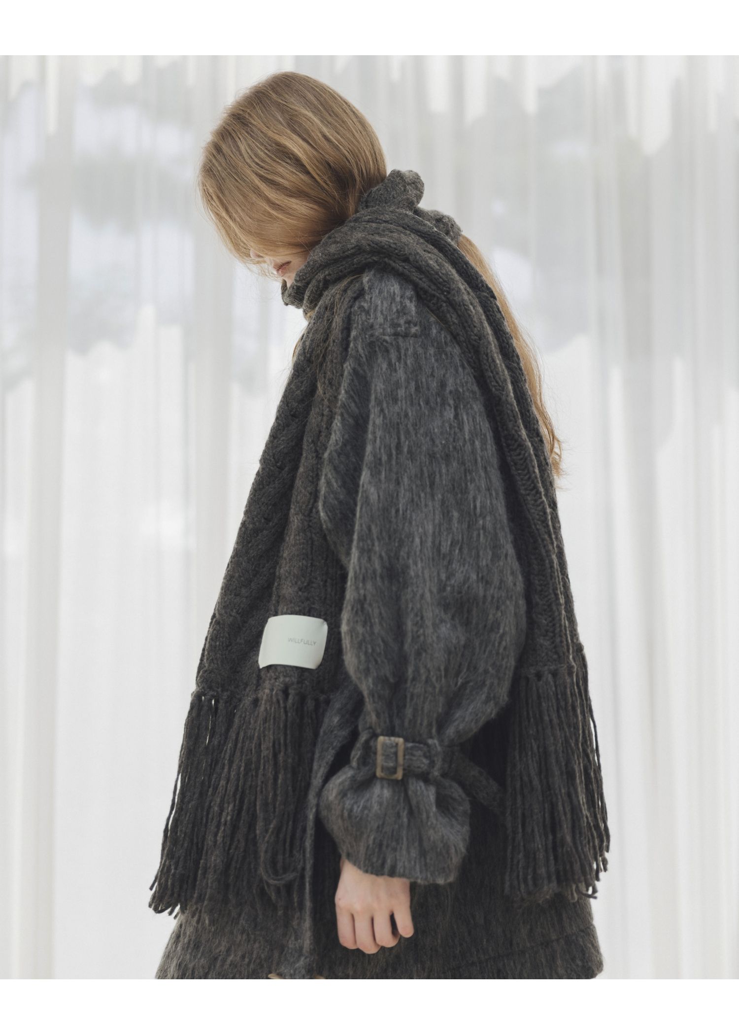 coarse knit cable fringe muffler