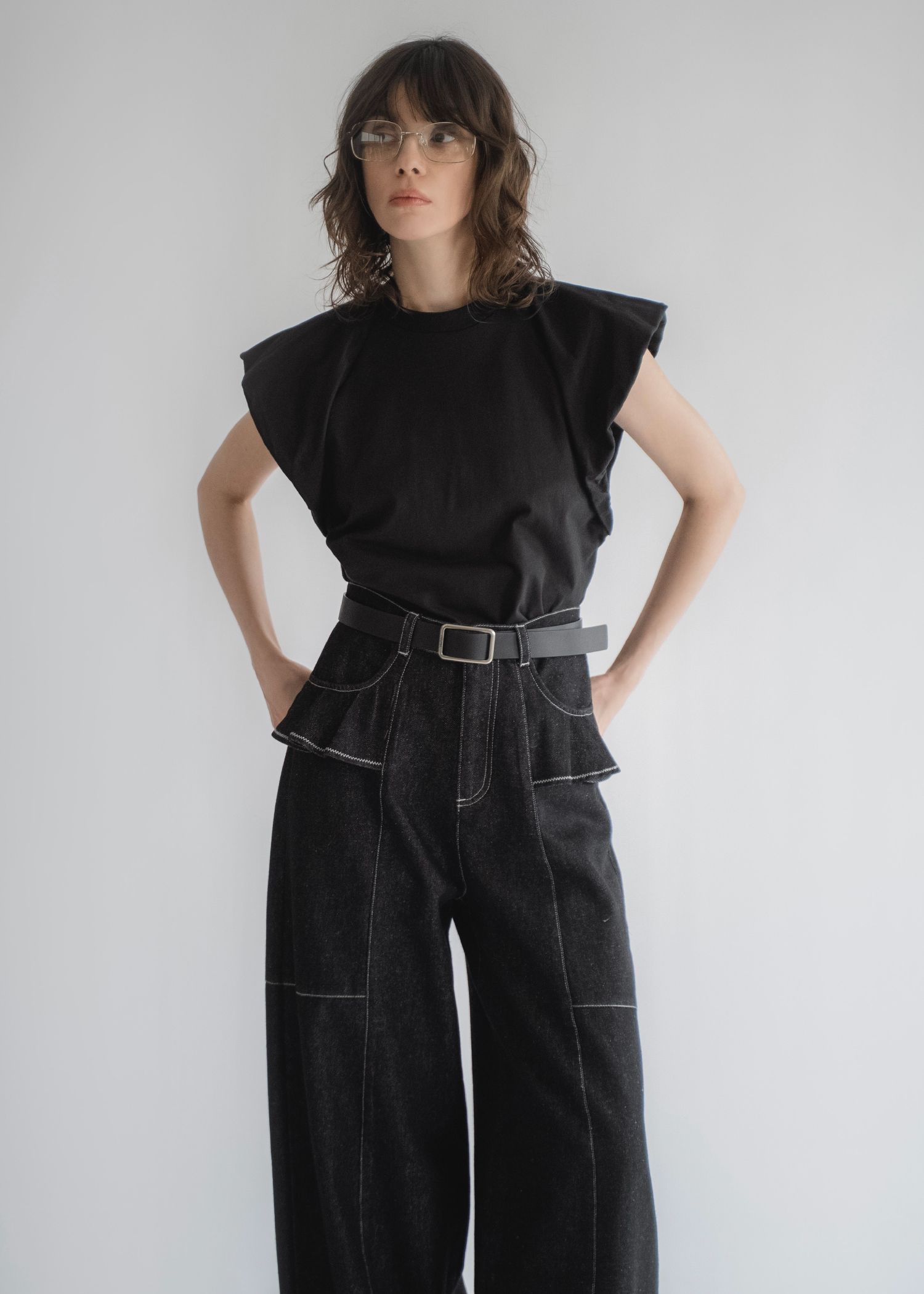 rectangle buckle holeless leather belt