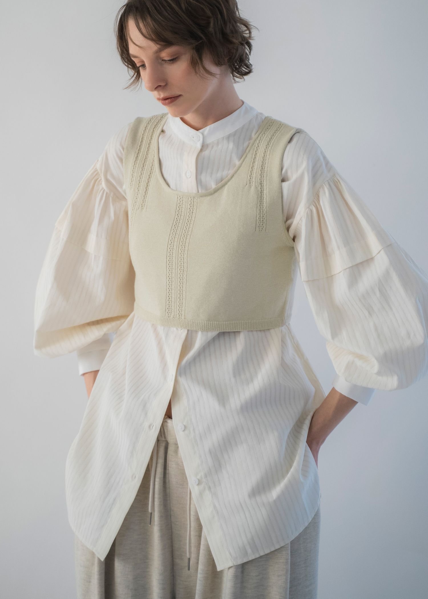 cropped 2way gentle knit tank