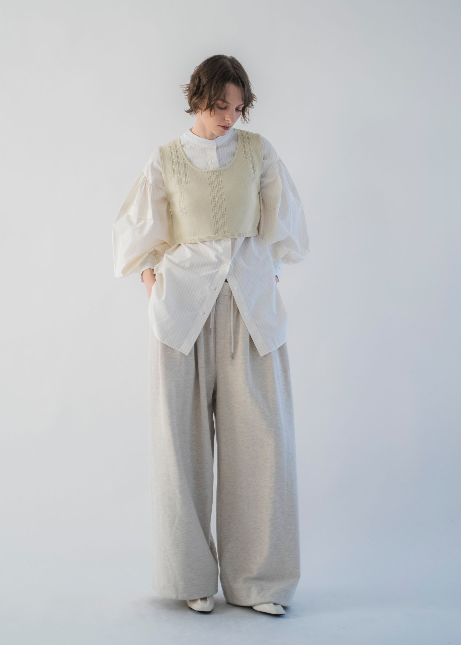 cropped 2way gentle knit tank