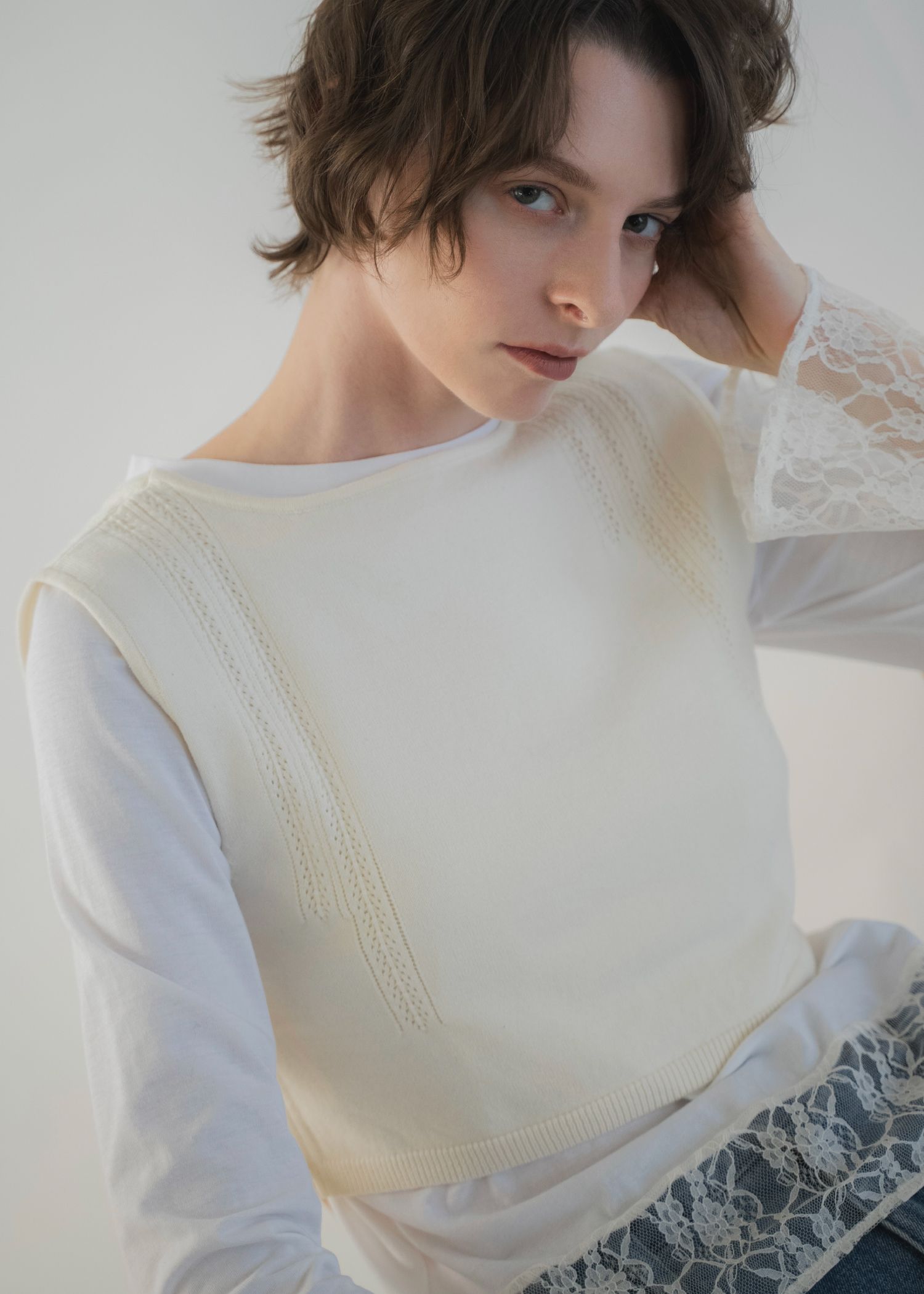 cropped 2way gentle knit tank