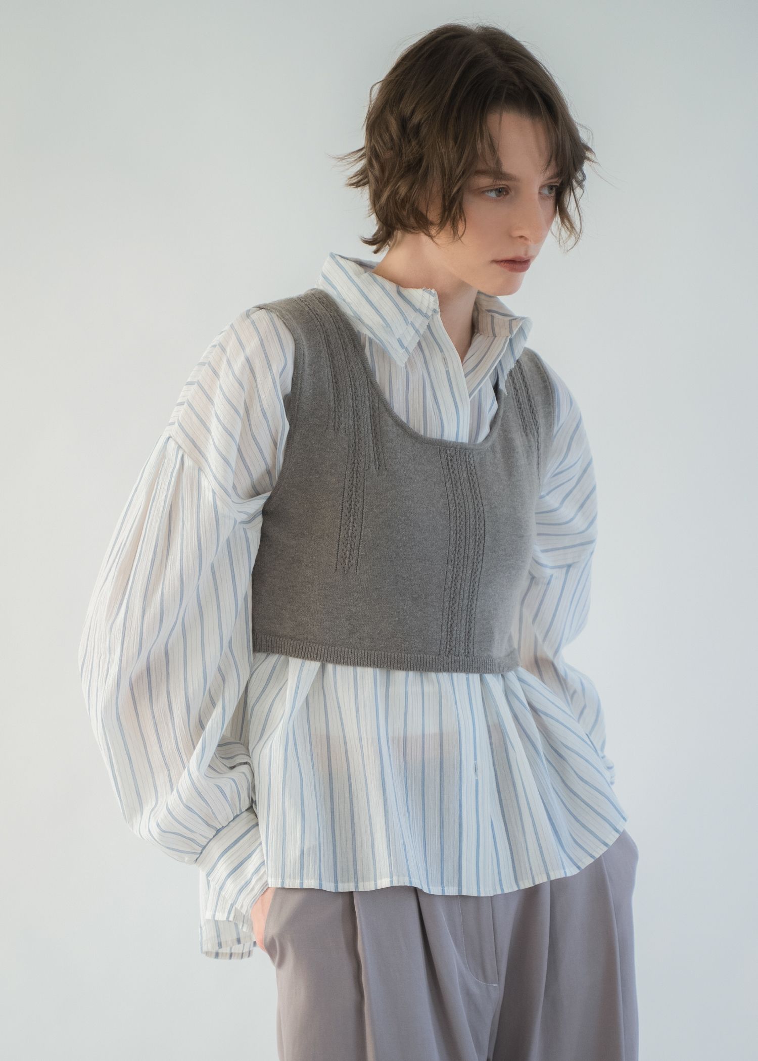 cropped 2way gentle knit tank