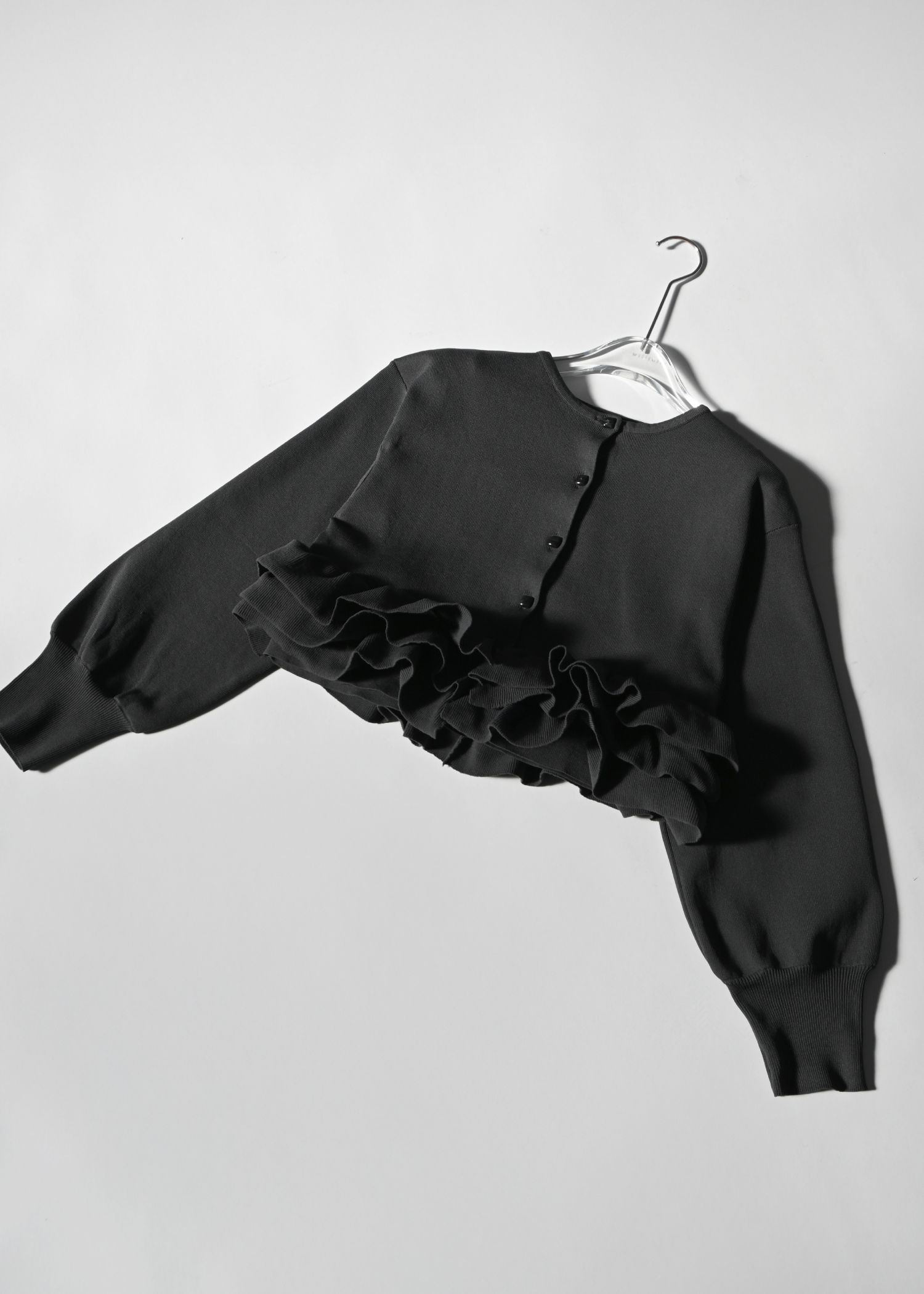 hem ruffle frill knit cardigan