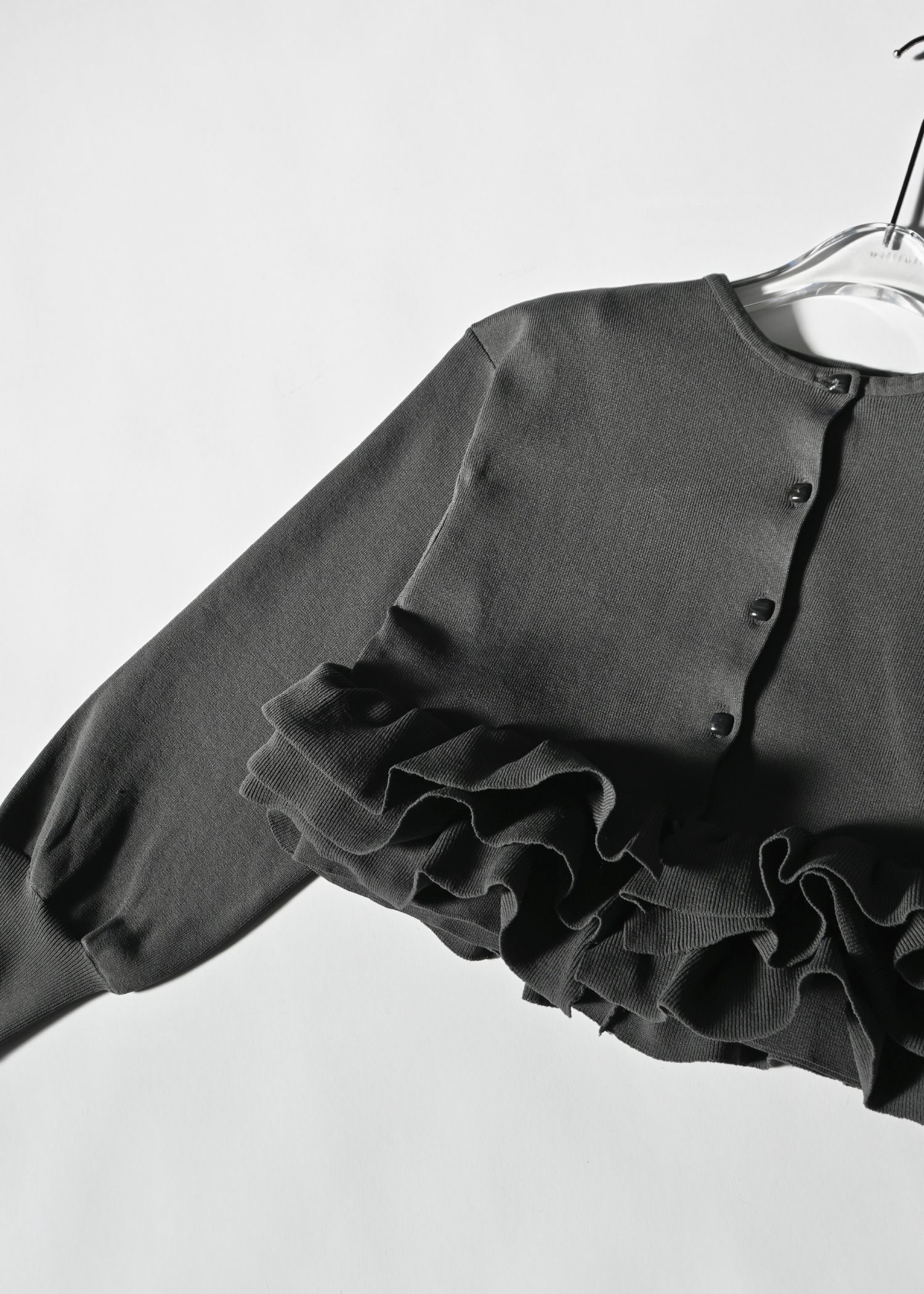 hem ruffle frill knit cardigan