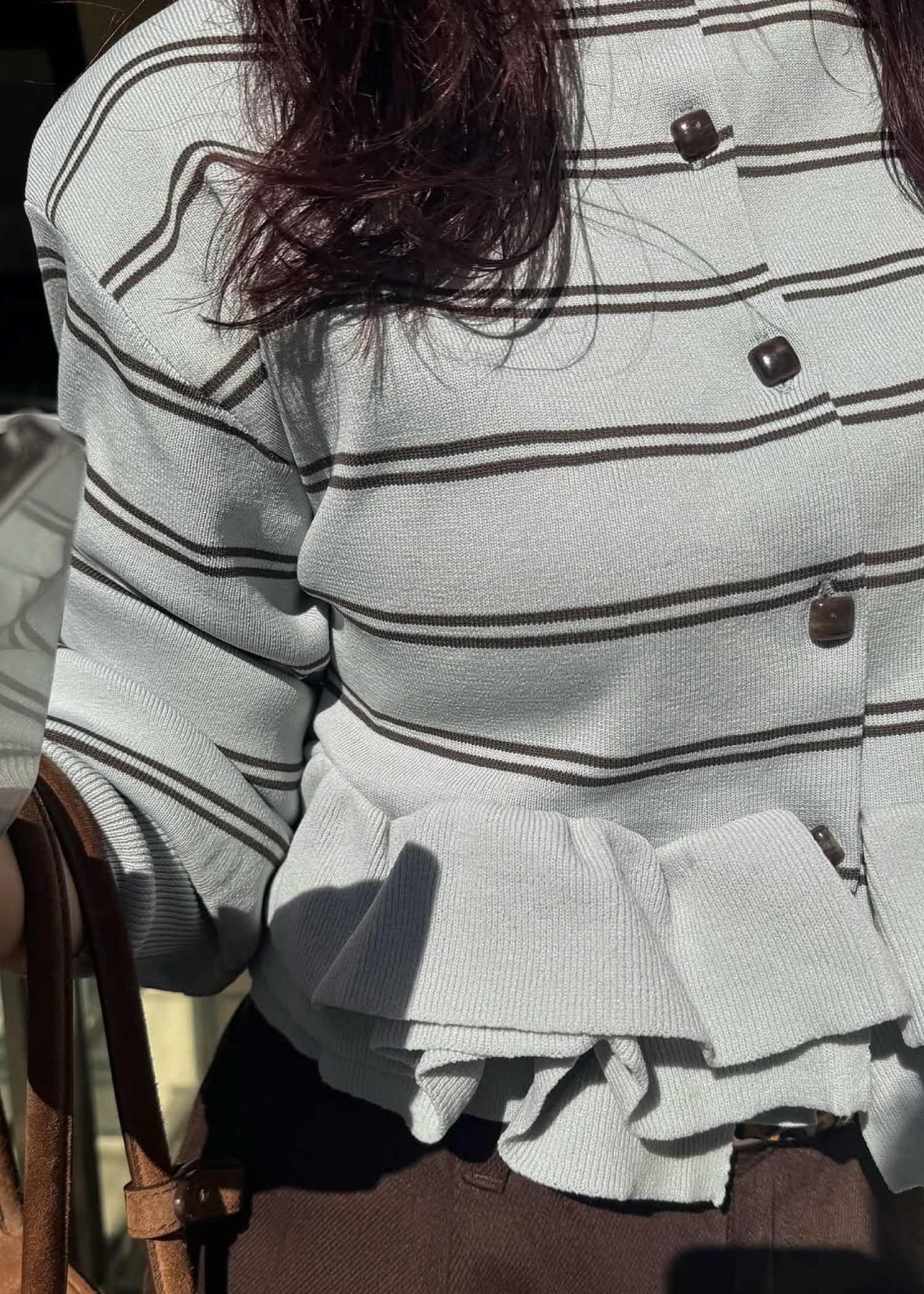 hem ruffle frill knit cardigan