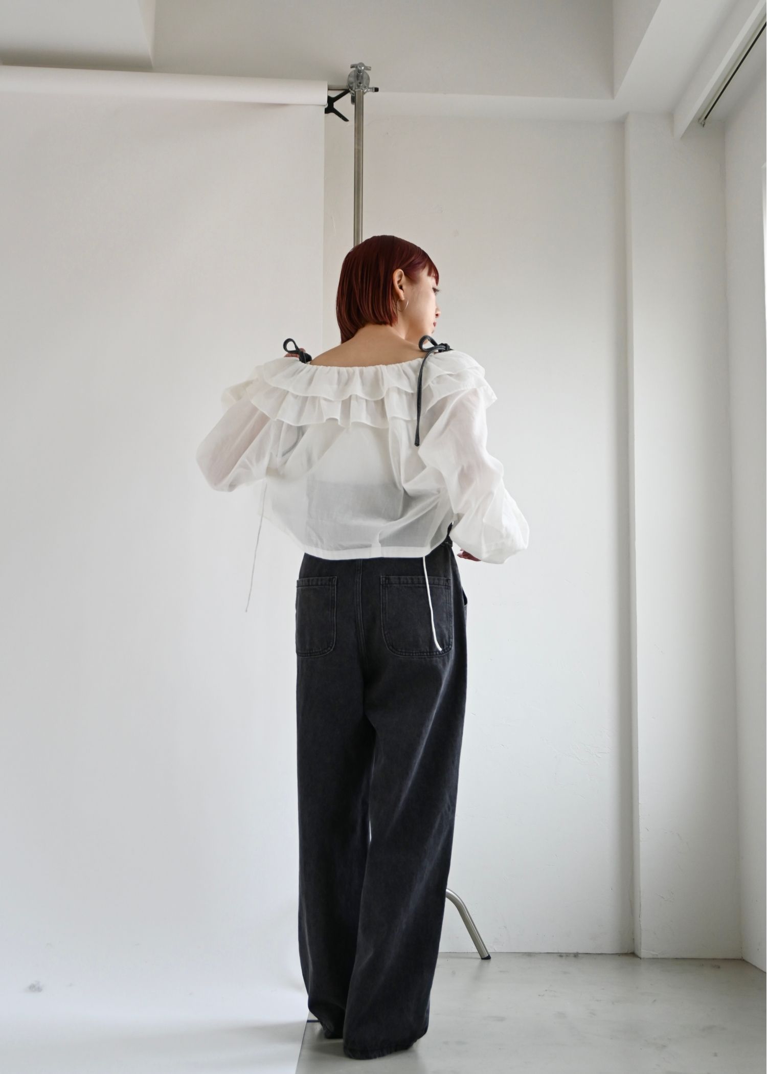 denim tapered ribbon salopette