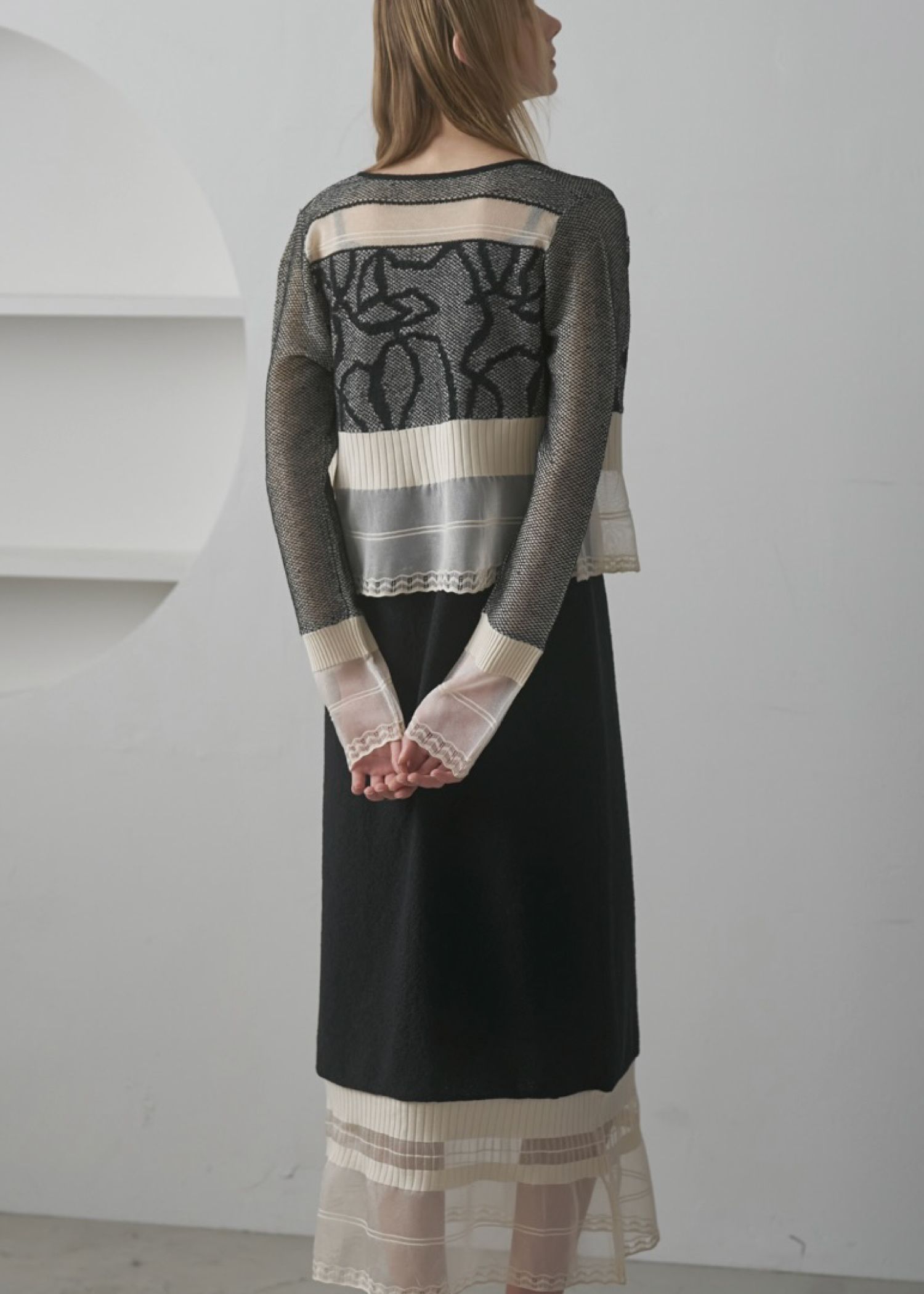 hem sheer jacquard knit cami OP