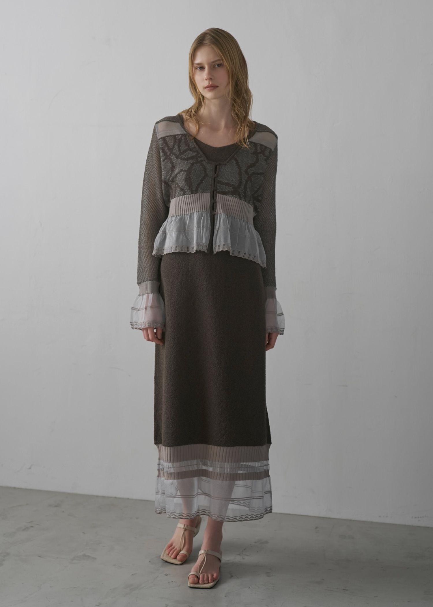 hem sheer jacquard knit cami OP