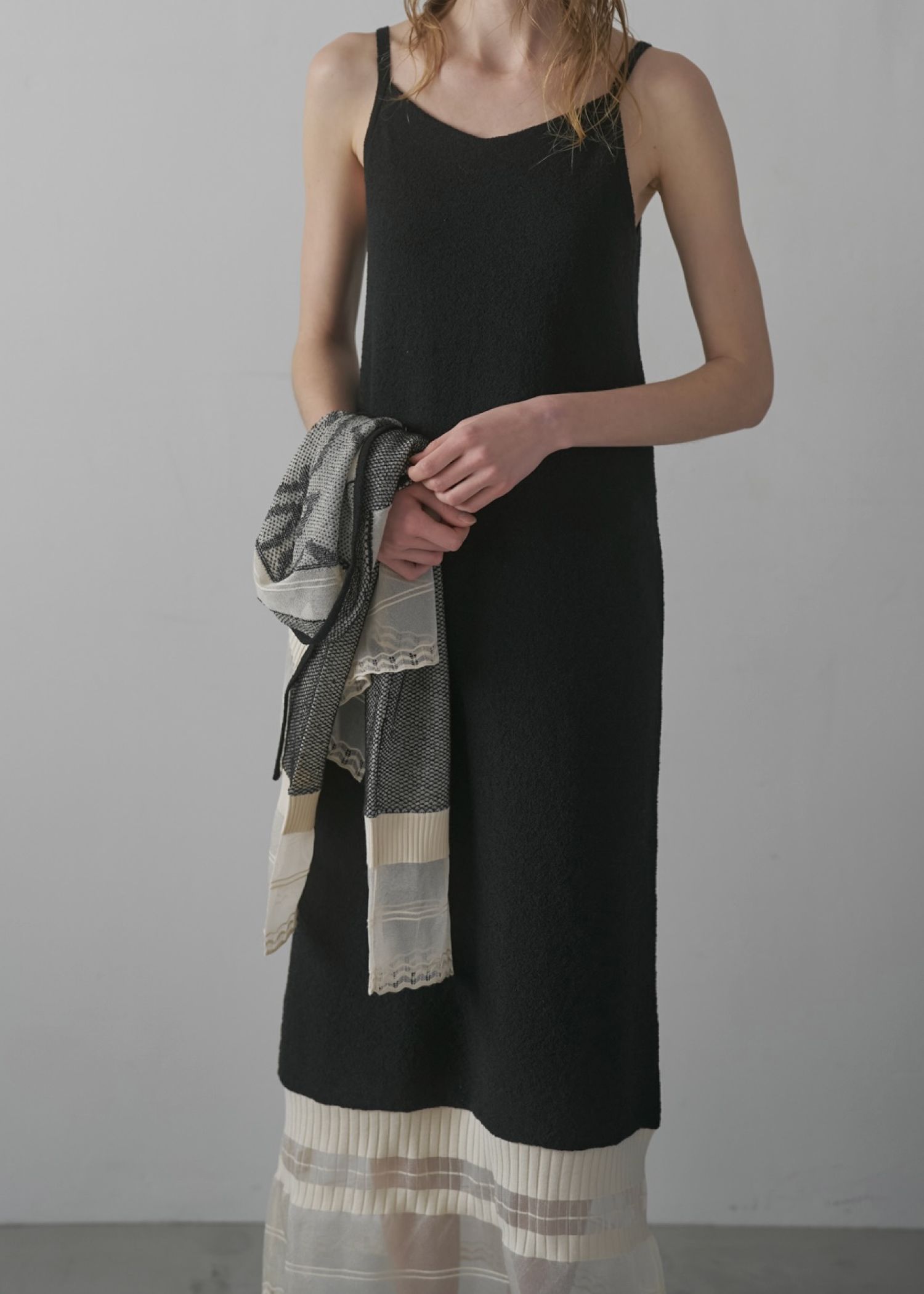 hem sheer jacquard knit cami OP