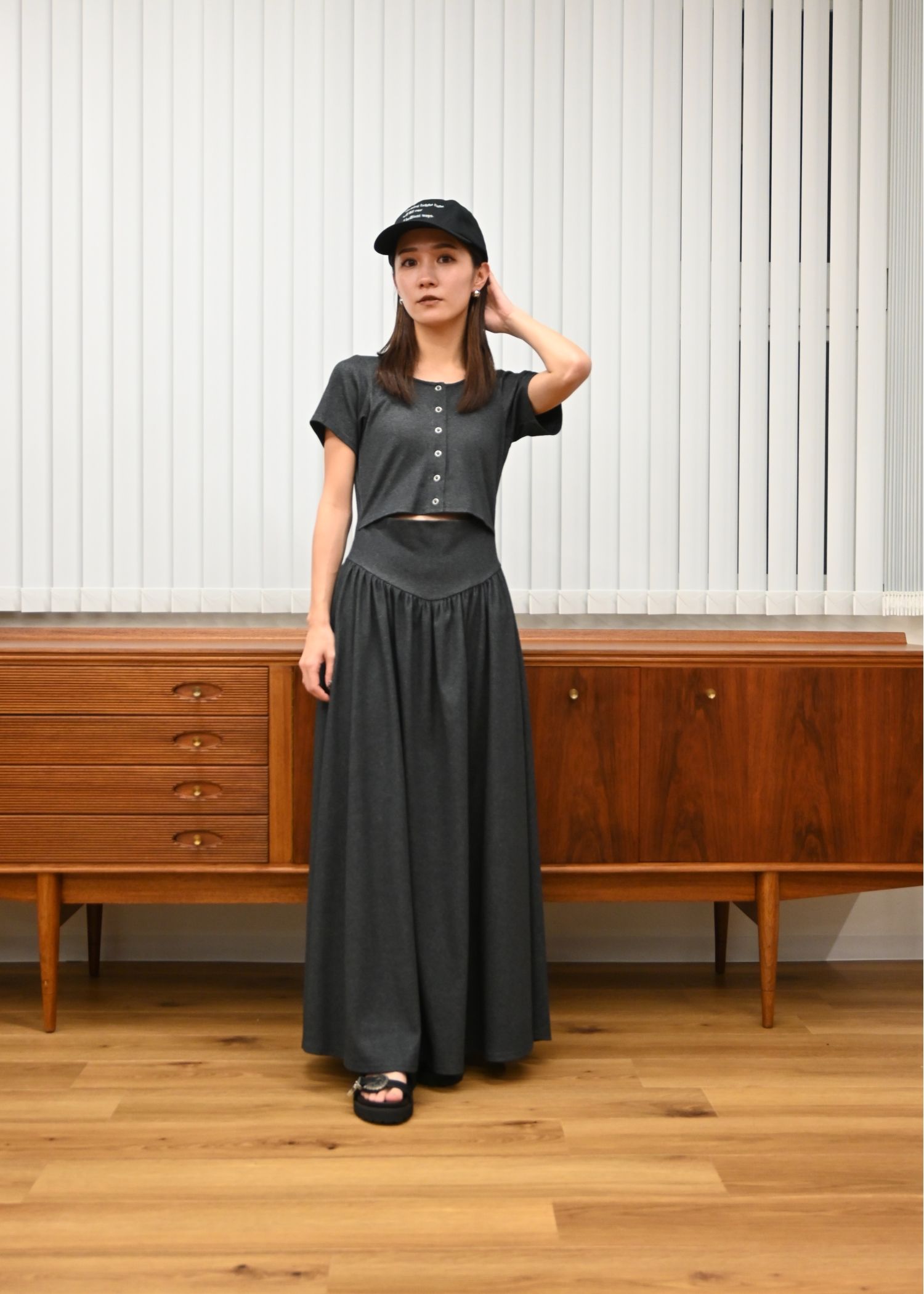 healthy cut out waist snap button OP