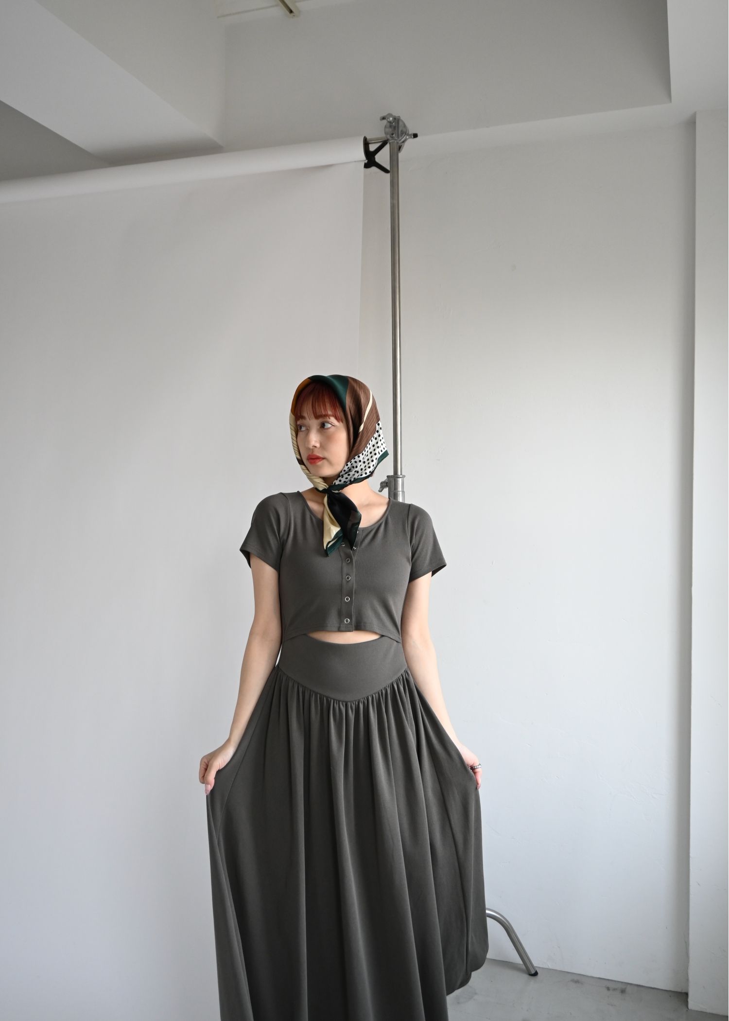 healthy cut out waist snap button OP