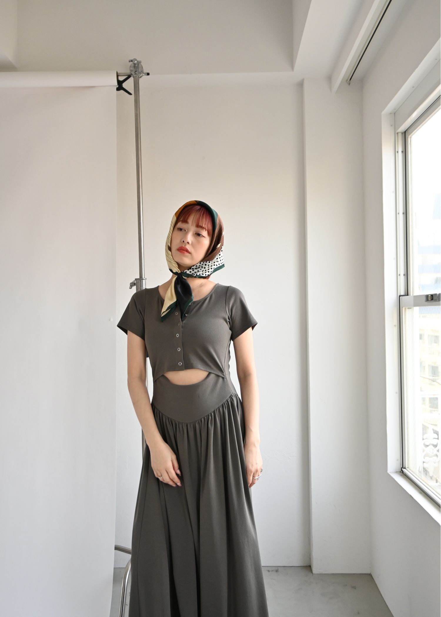 healthy cut out waist snap button OP