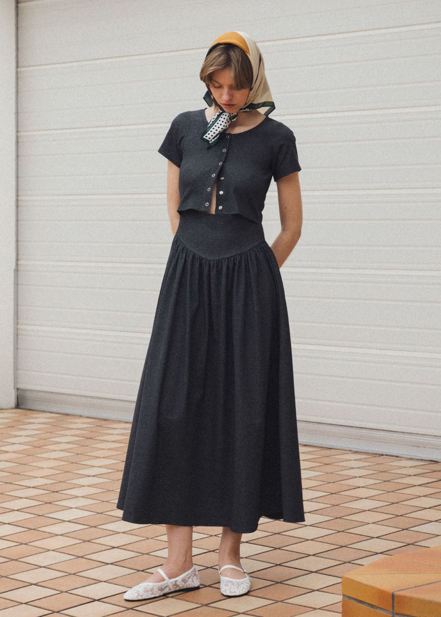 healthy cut out waist snap button OP