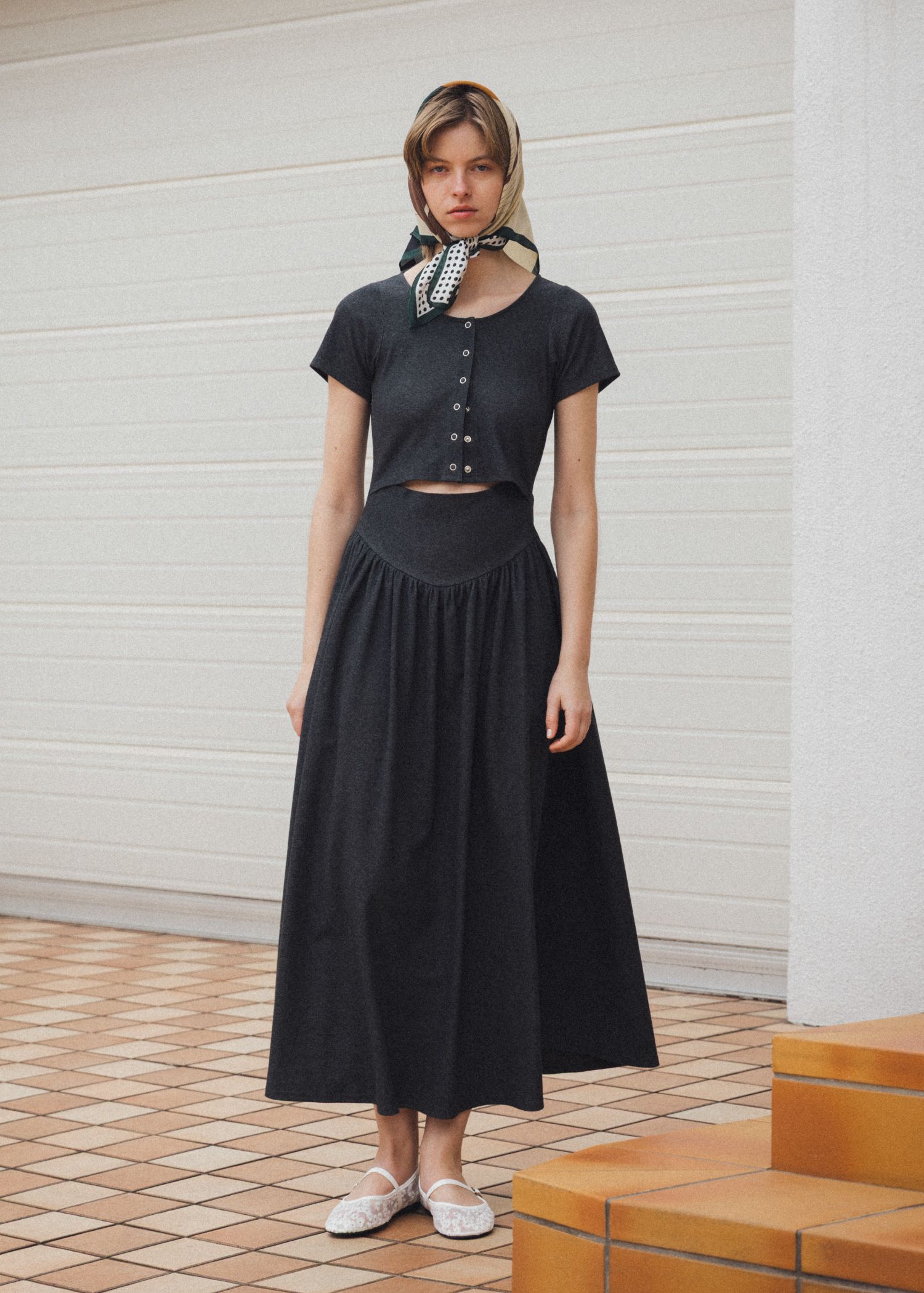 healthy cut out waist snap button OP